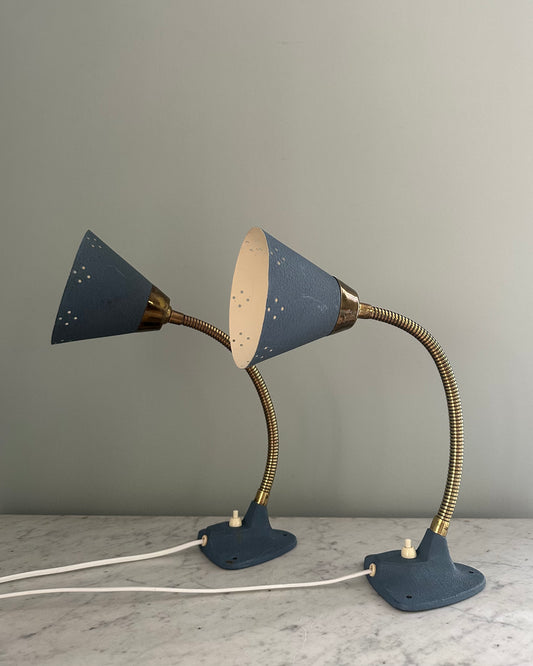 Pair of Mid-Century Blue Wall Lights