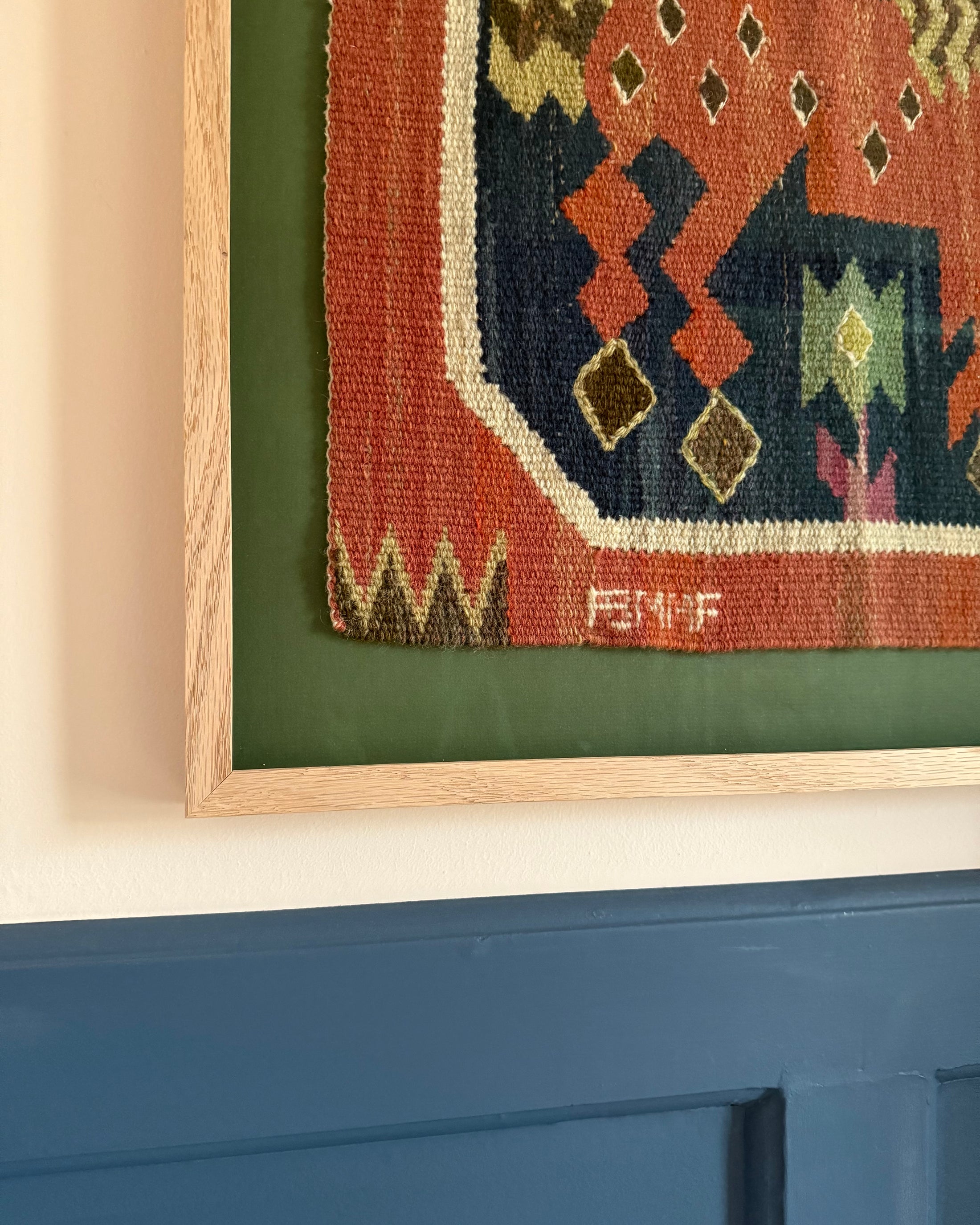 Framed Vintage Tapestry - Röd häst, hingsten by Märta Måås-Fjetterström