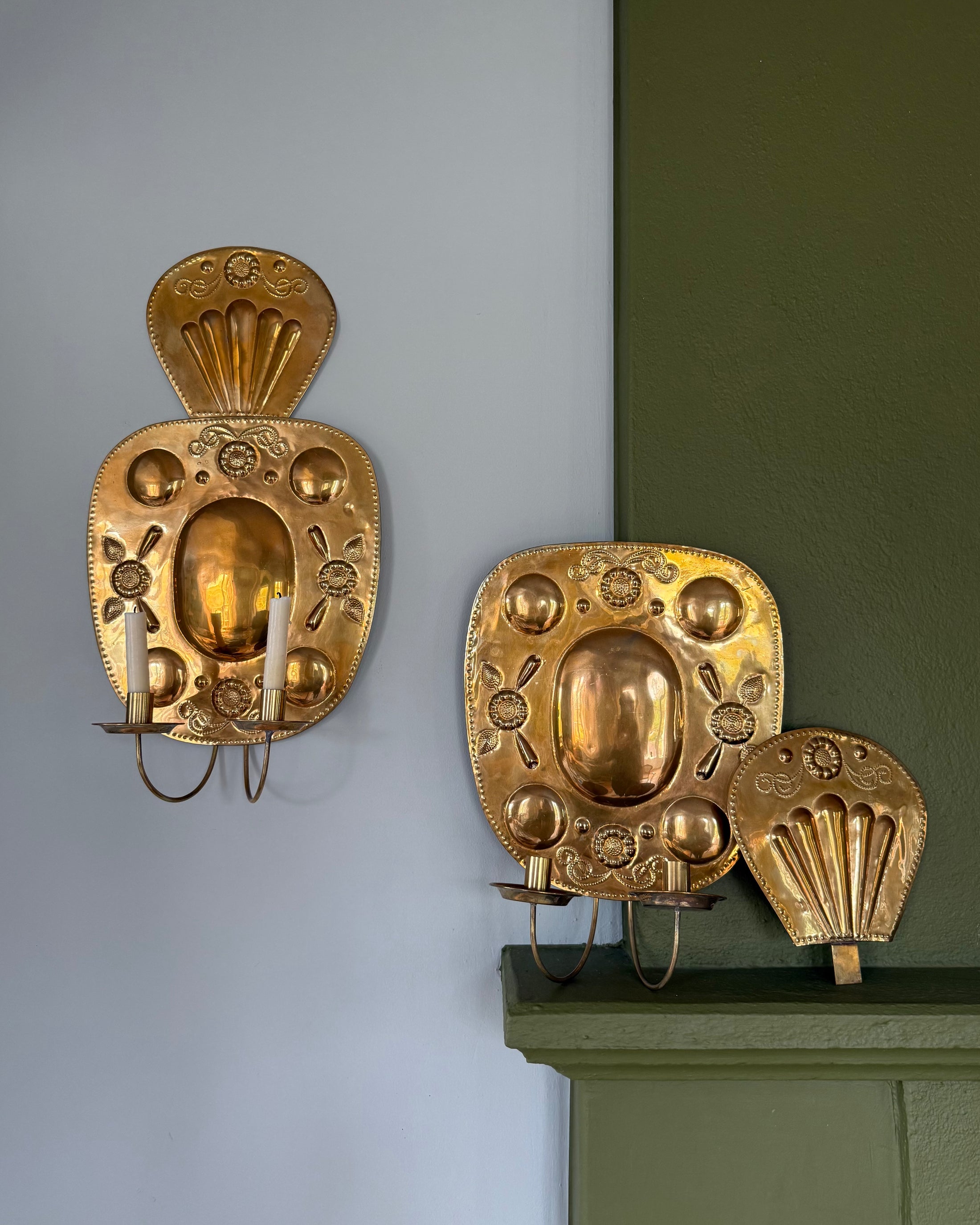 Pair of Large Brass Wall Sconces