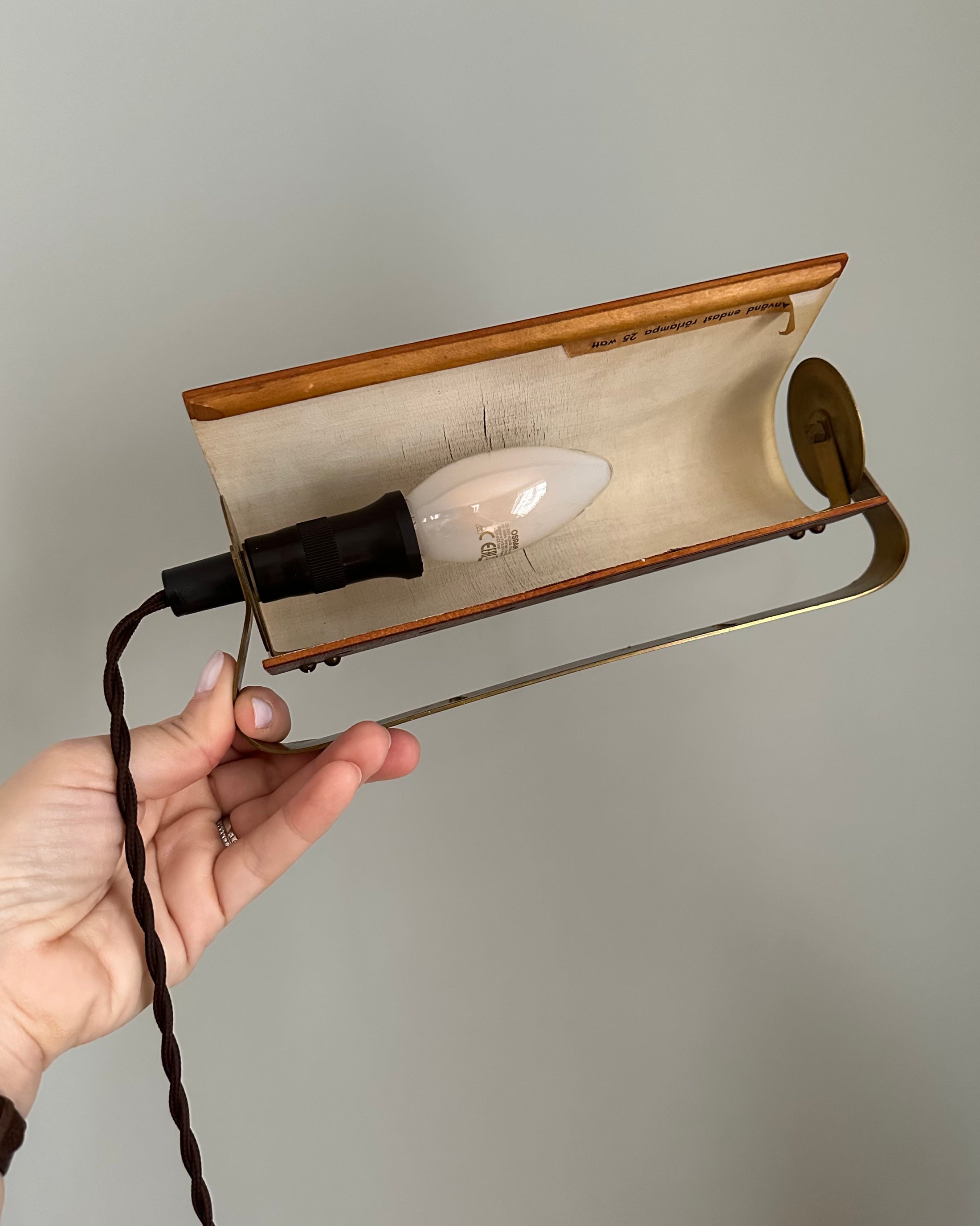 Pair of Mid-Century Teak Wall Lamps