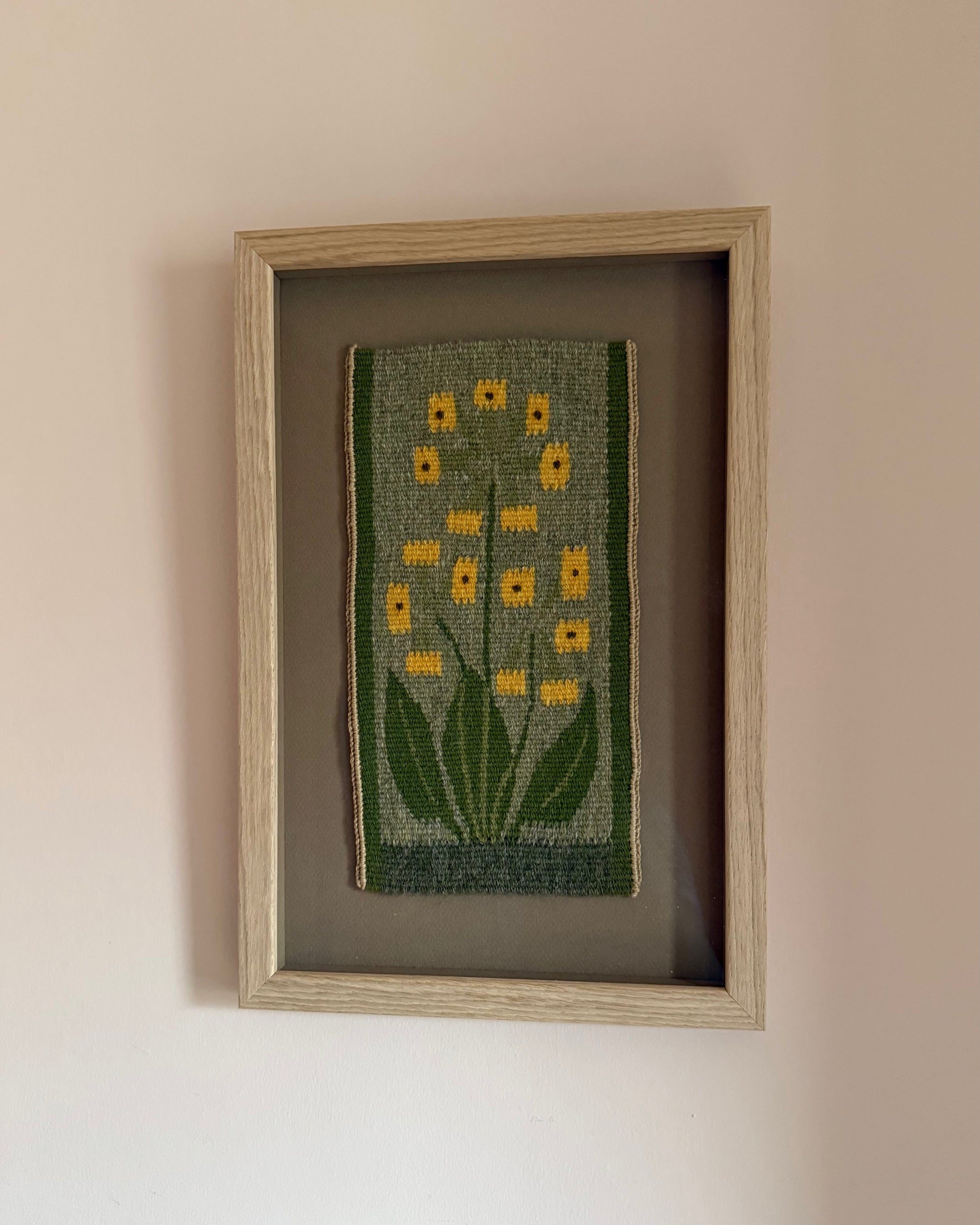 Framed Vintage Tapestry - Yellow Flowers