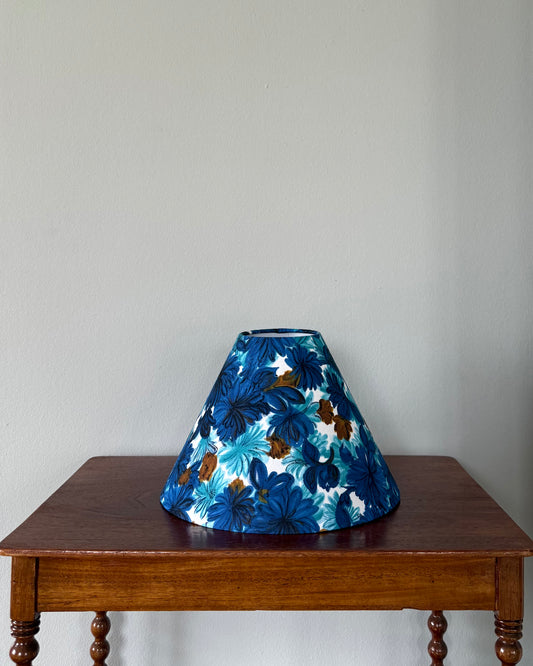 Handmade Lampshade - Blue and Brown Bloom
