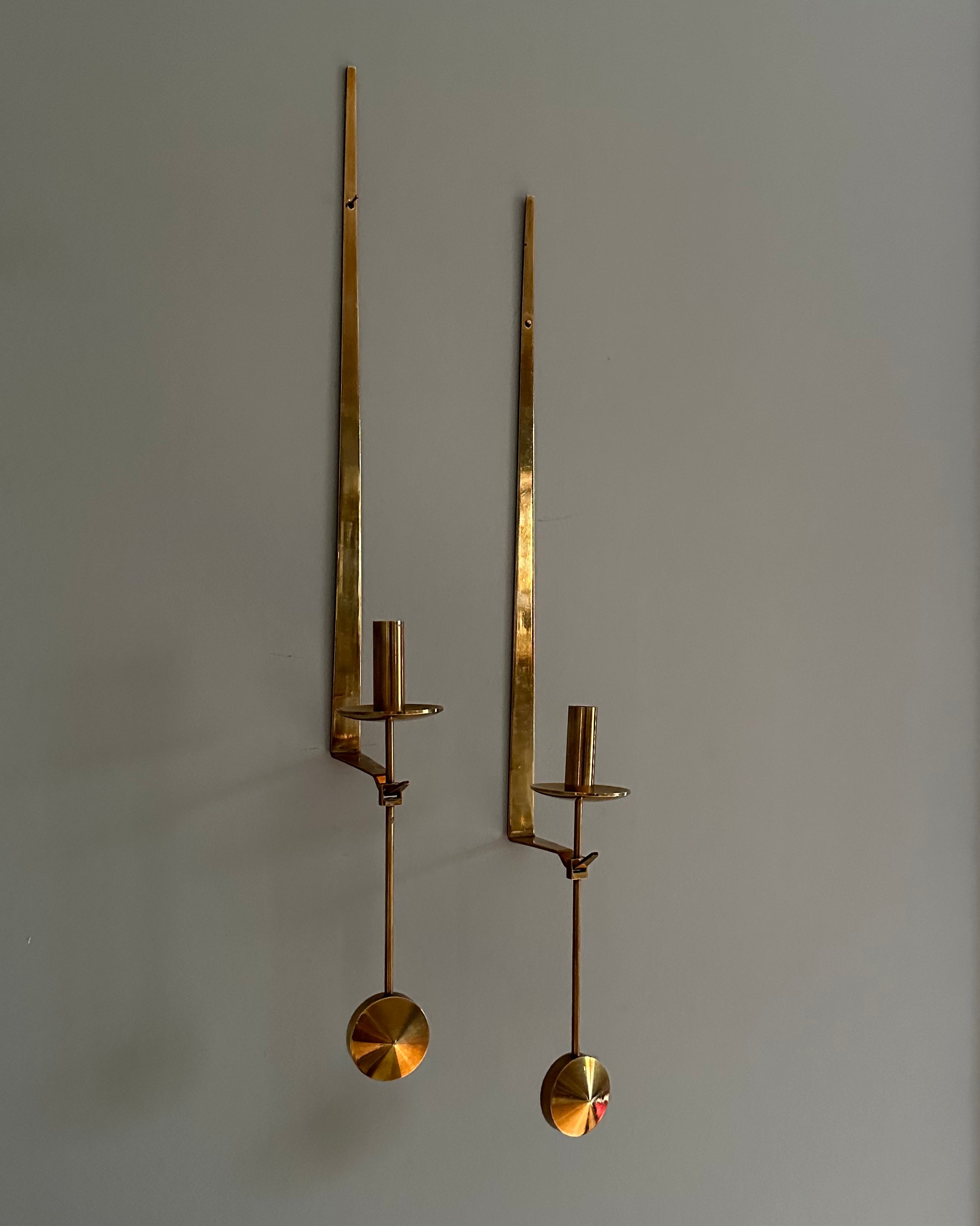 Pierre Forsell Brass Wall Candle Holders for Skultuna