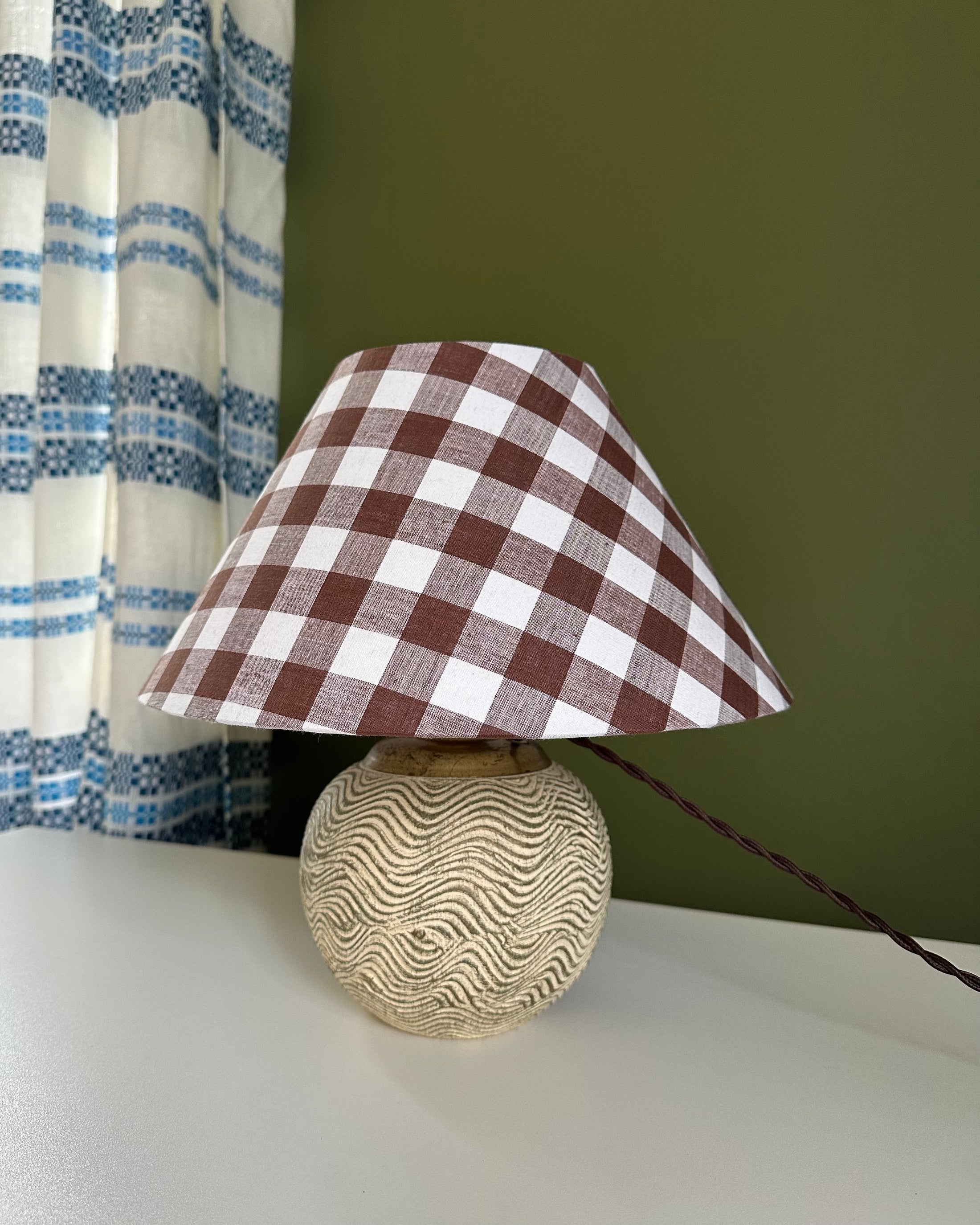 Vintage Table Lamp with Checked Shade