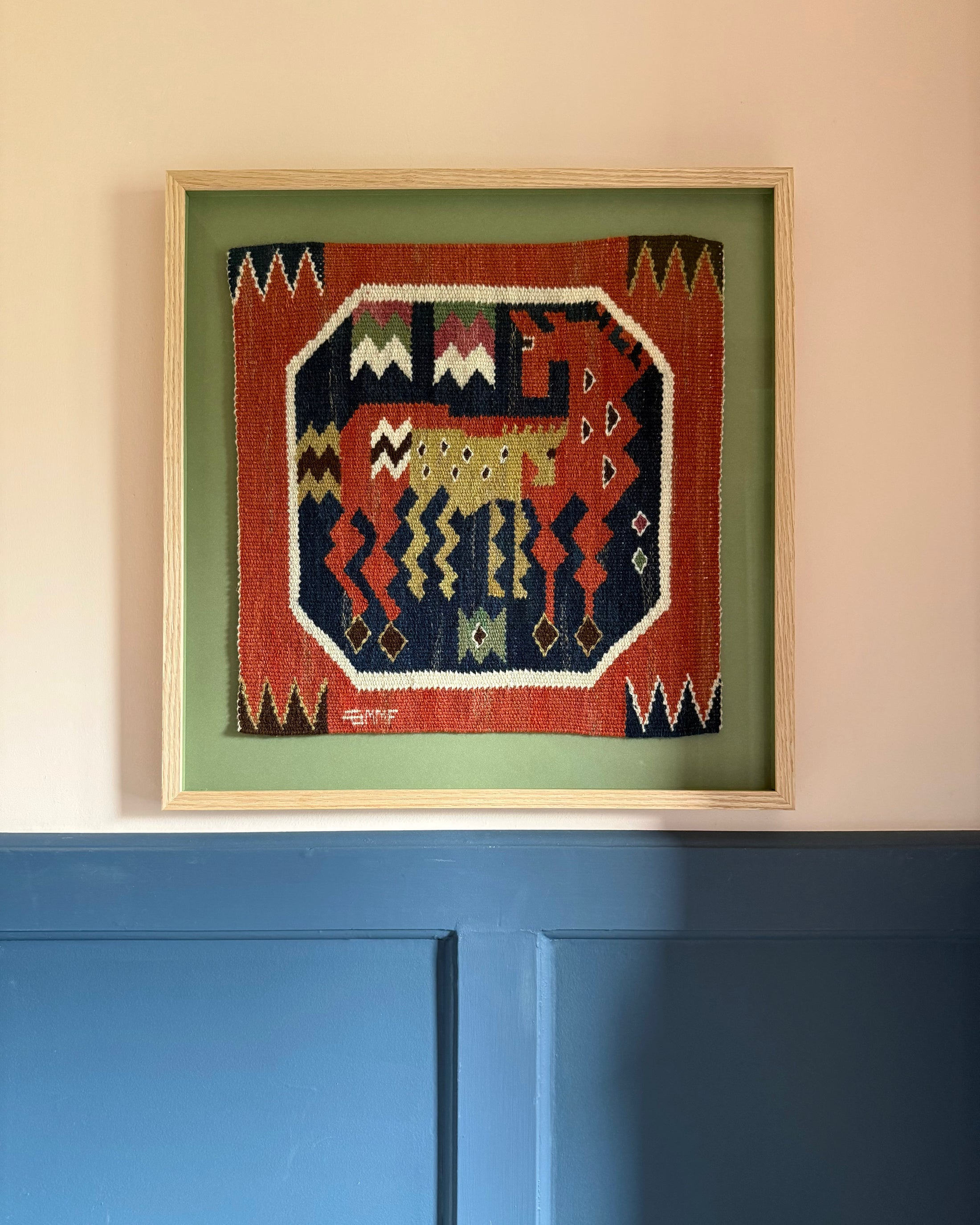 Framed Vintage Tapestry - Röd häst med föl by Märta Måås-Fjetterström