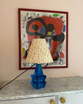 Load image into Gallery viewer, Blue Vintage Table Lamp with Handmade Shade
