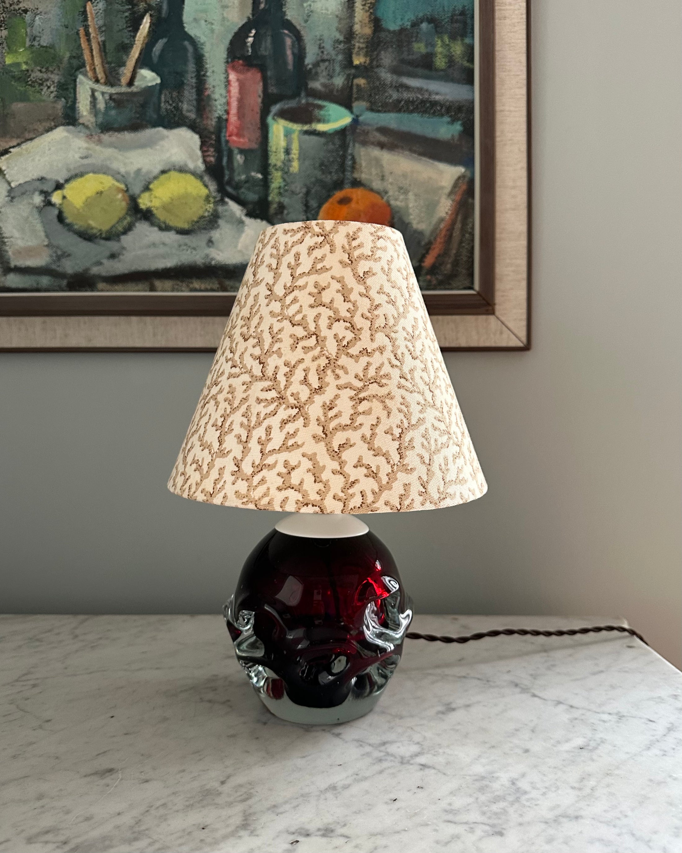 Vintage Table Lamp with Handmade Shade