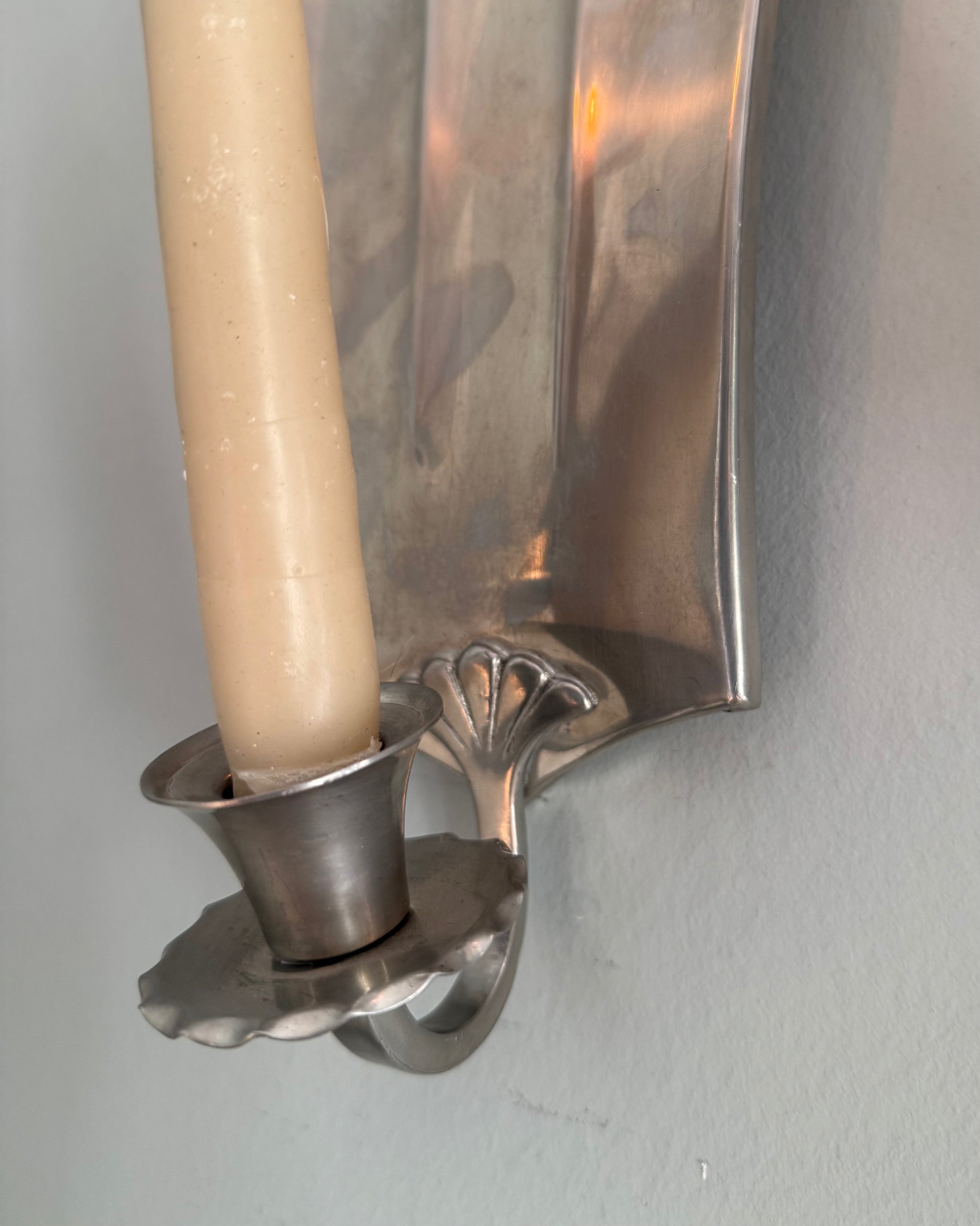 Pair of Art Deco Pewter Wall Sconces