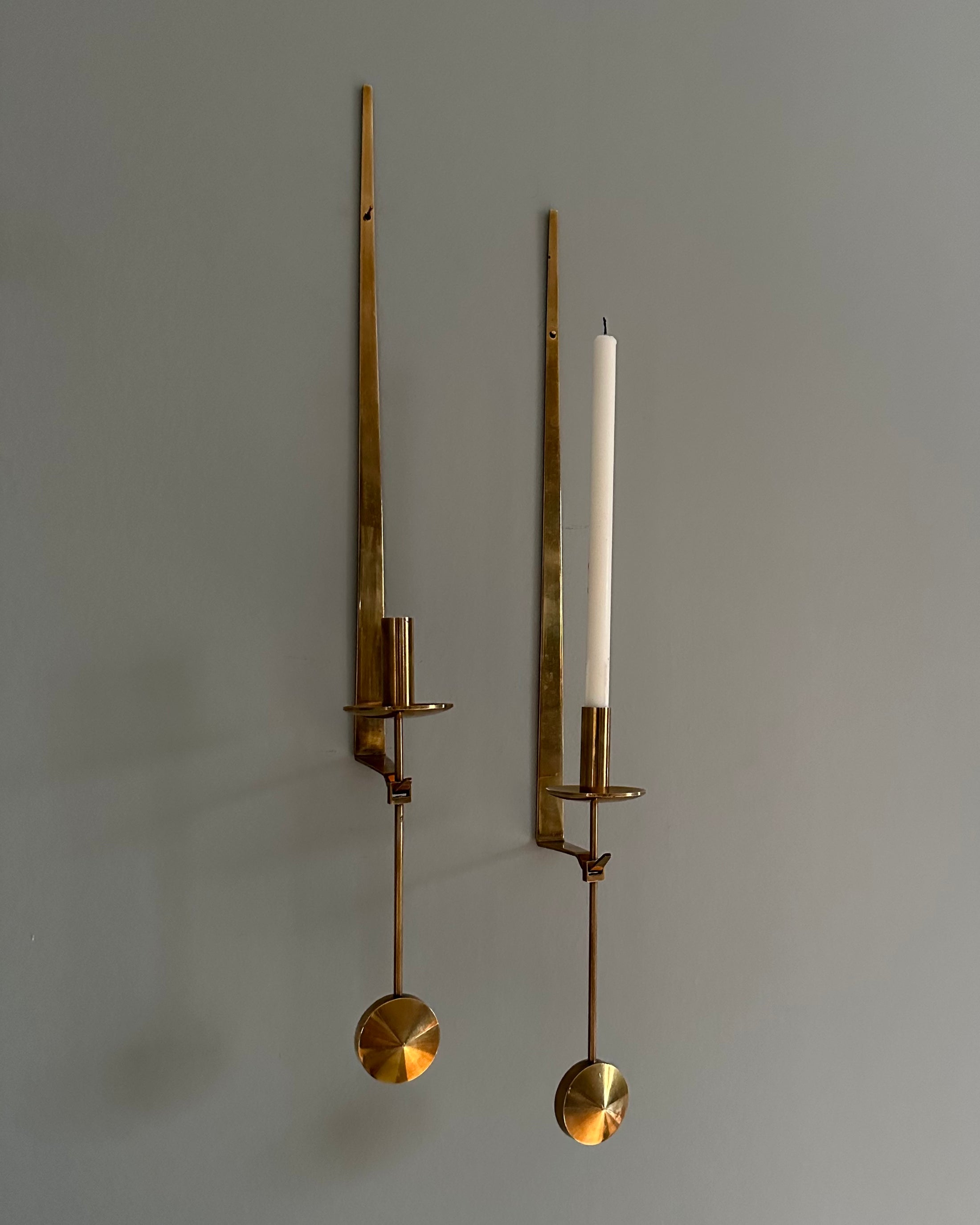 Pierre Forsell Brass Wall Candle Holders for Skultuna