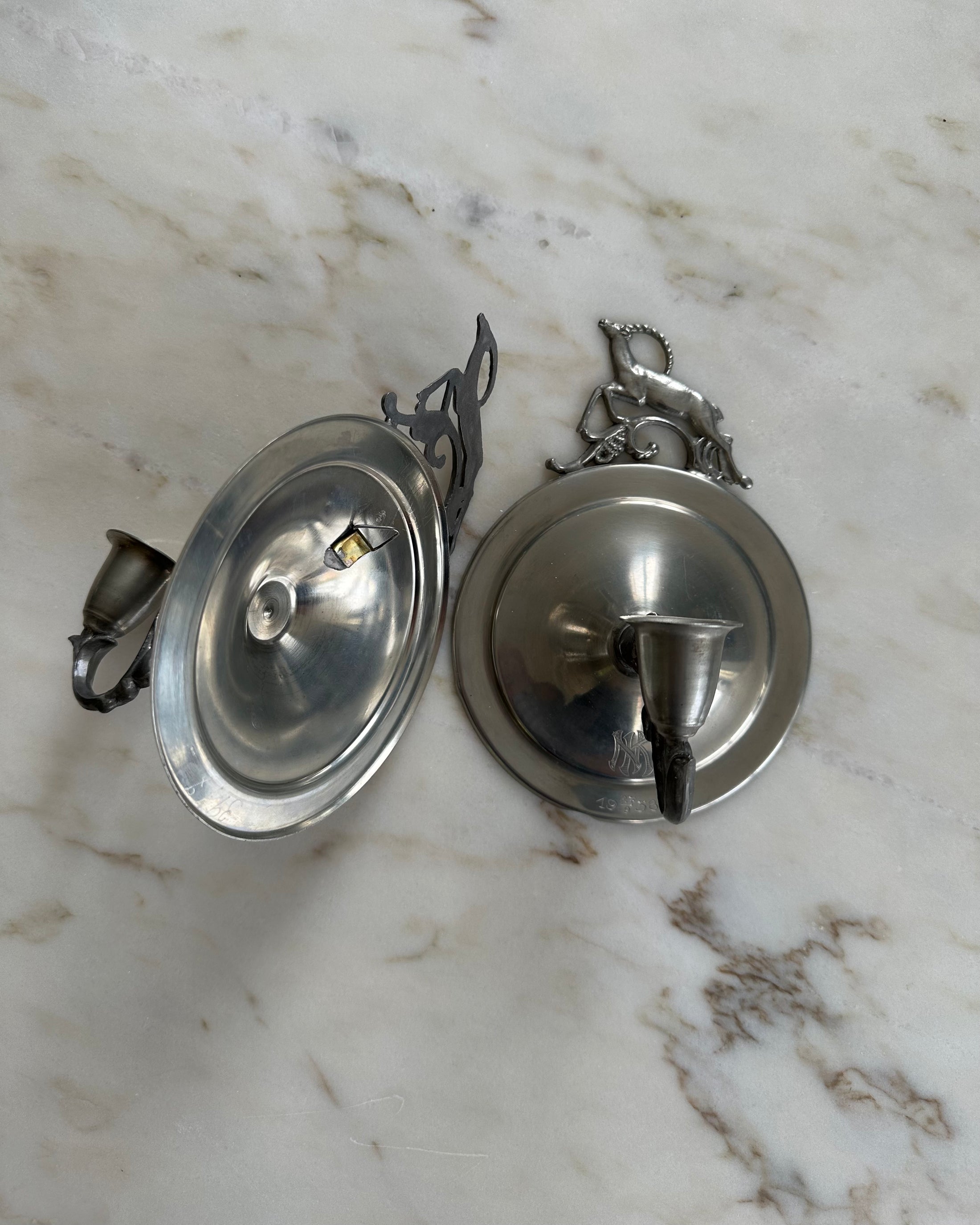 Pair of Pewter Wall Sconces