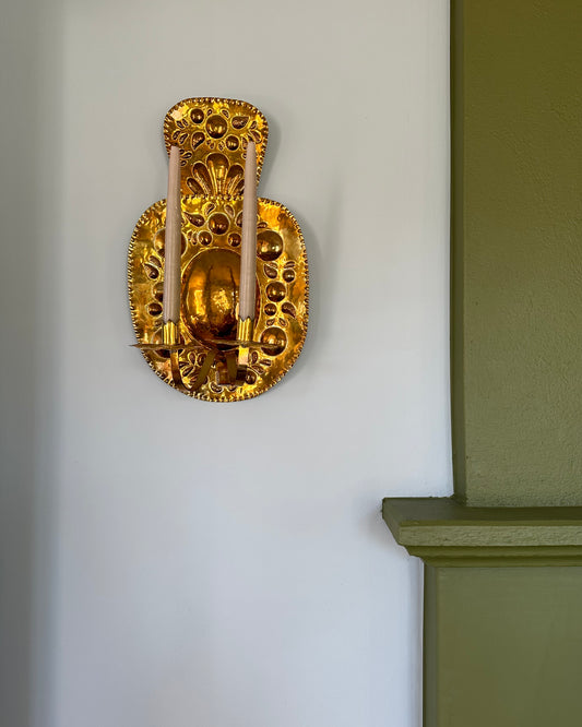 Pair of Double-Armed Brass Wall Sconces