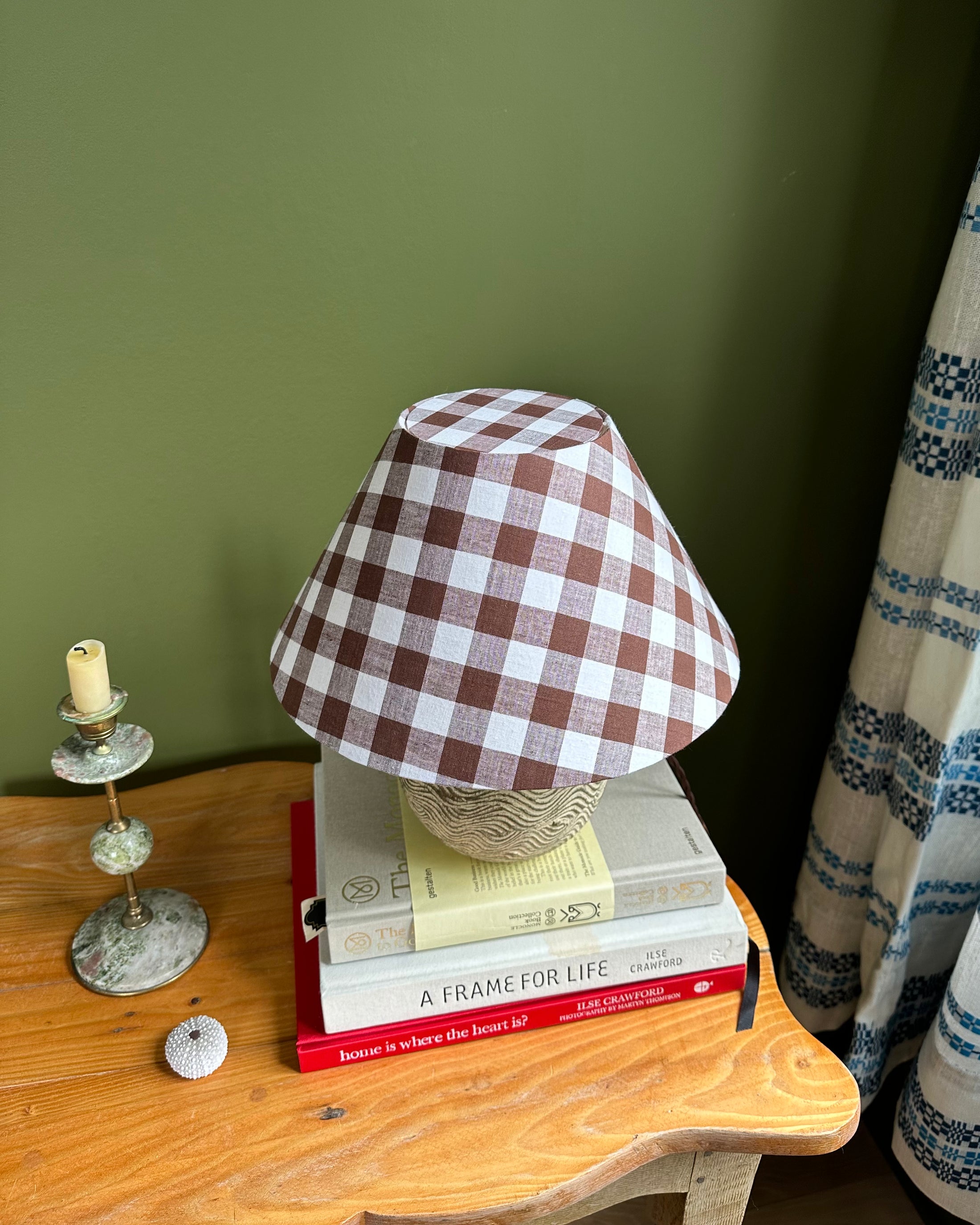 Vintage Table Lamp with Checked Shade