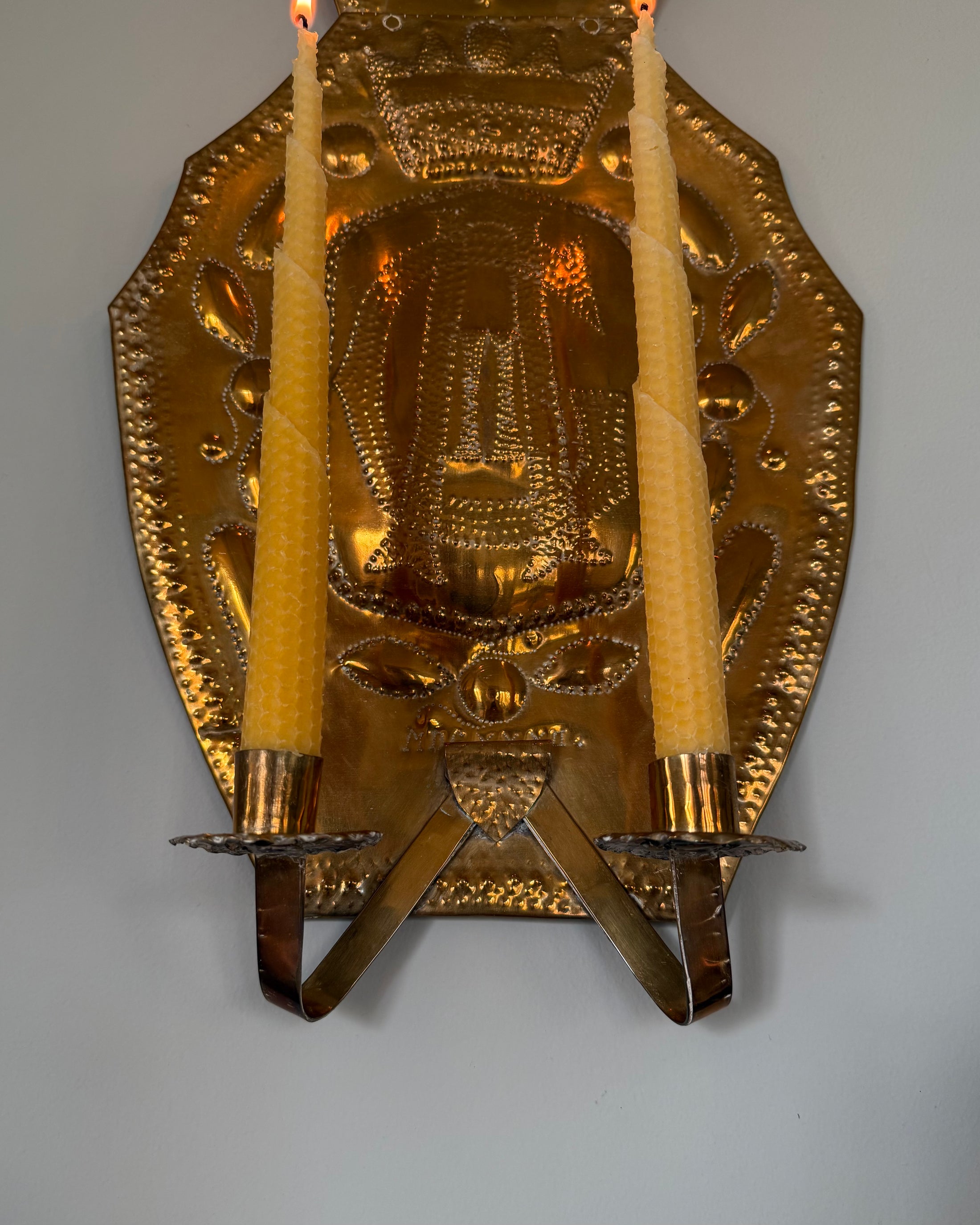 Pair of Double Armed Brass Wall Sconces