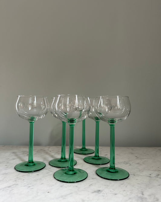Set of Six Vintage Wine Glasses