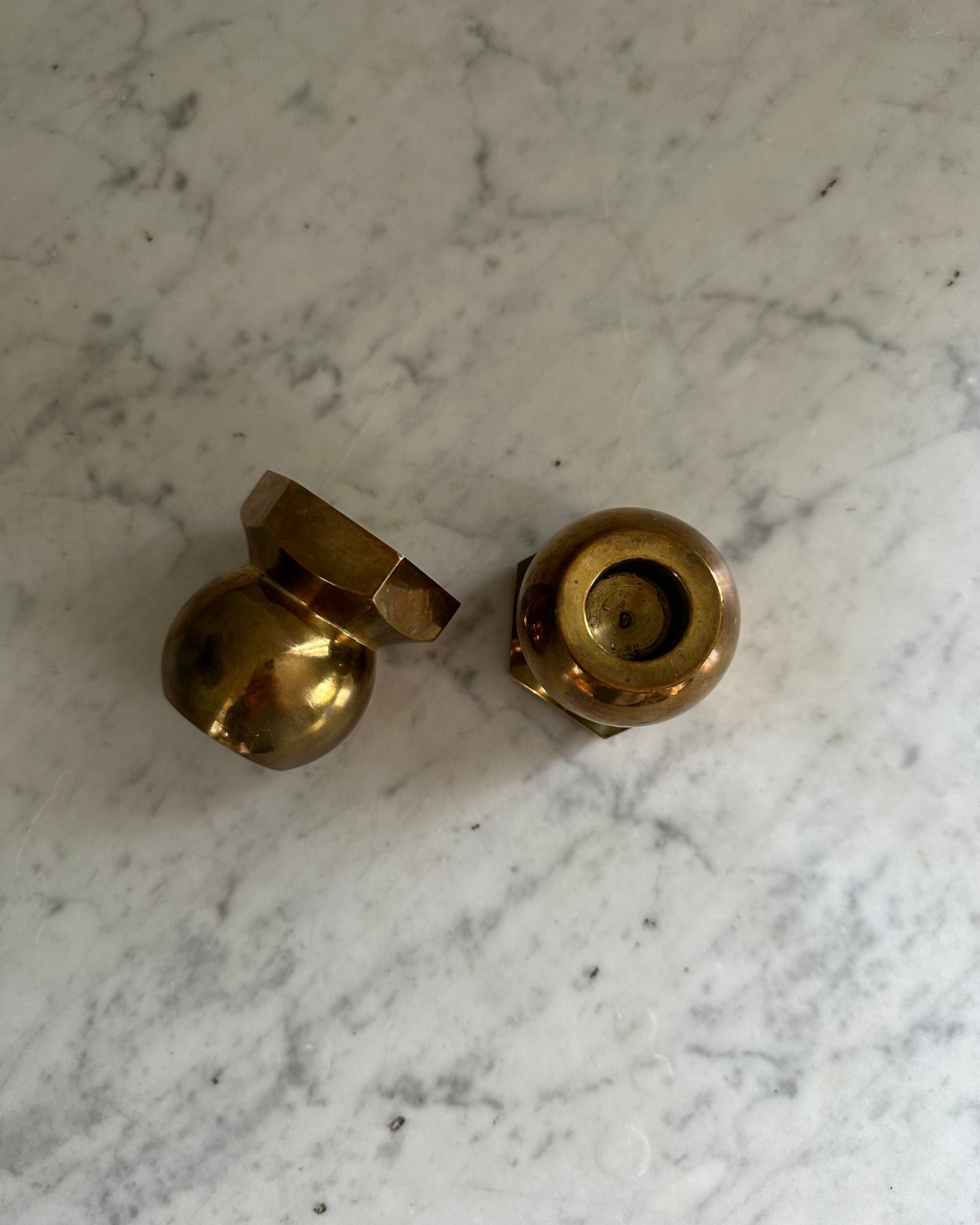 Pair of Heavy Brass Candle Holders