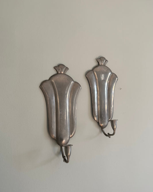 Pair of Pewter Wall Sconces