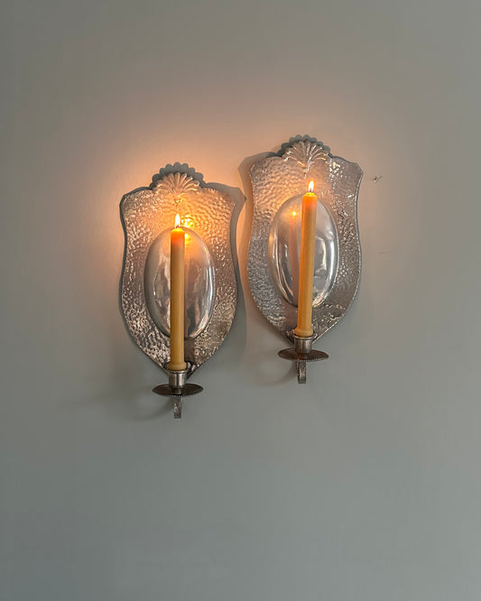 Pair of Pewter Wall Sconces