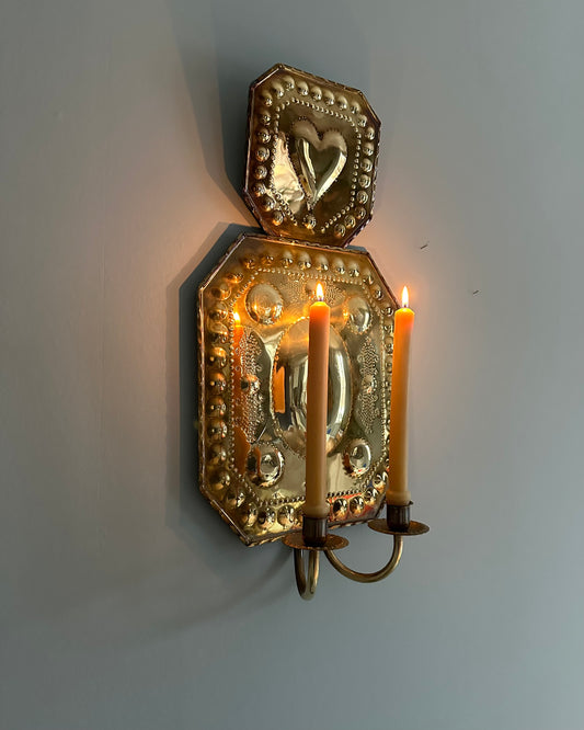 Large brass wall sconce