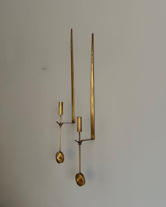 Pierre Forsell Brass Wall Candle Holders for Skultuna