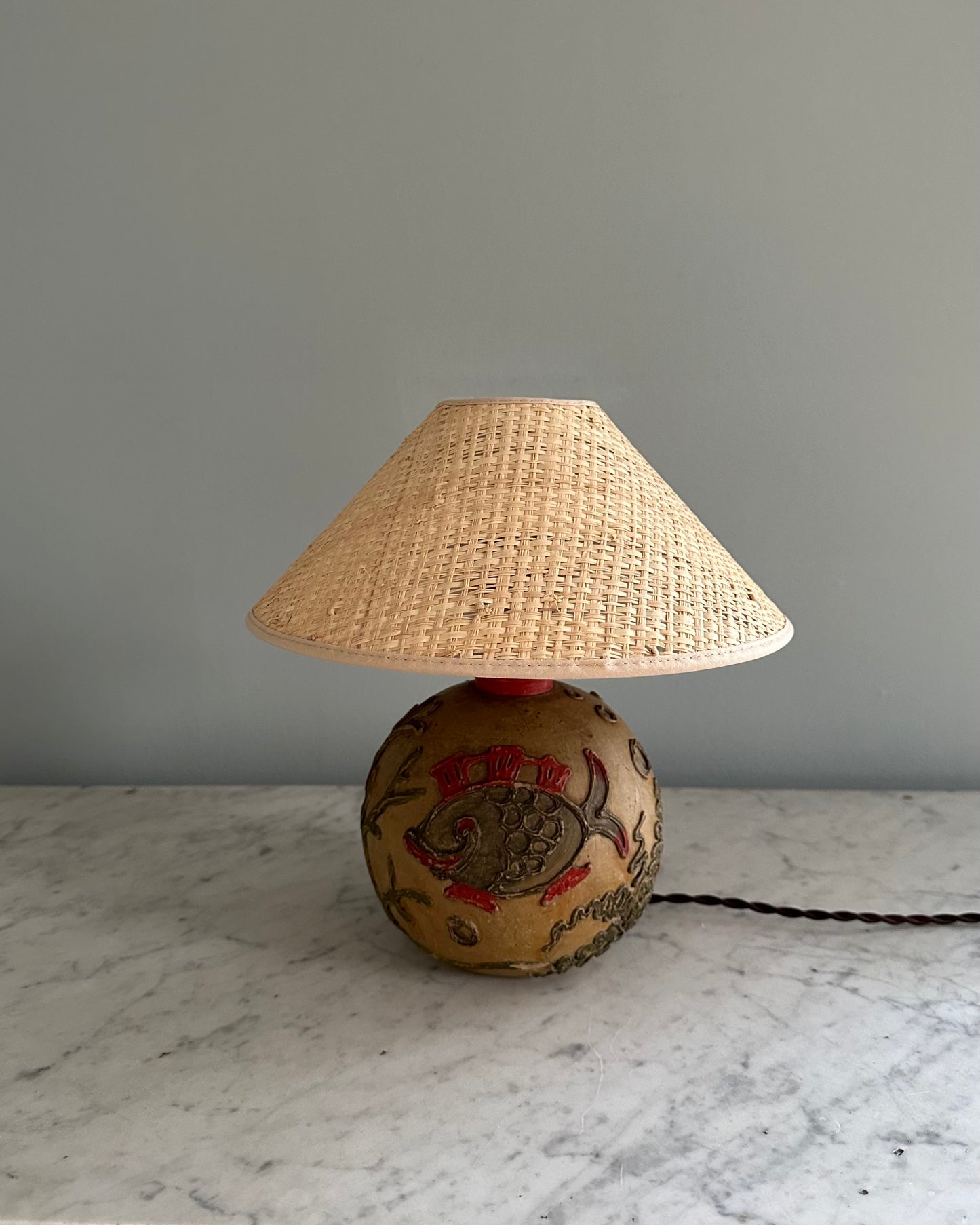 Rare Wooden Table Lamp with Shade