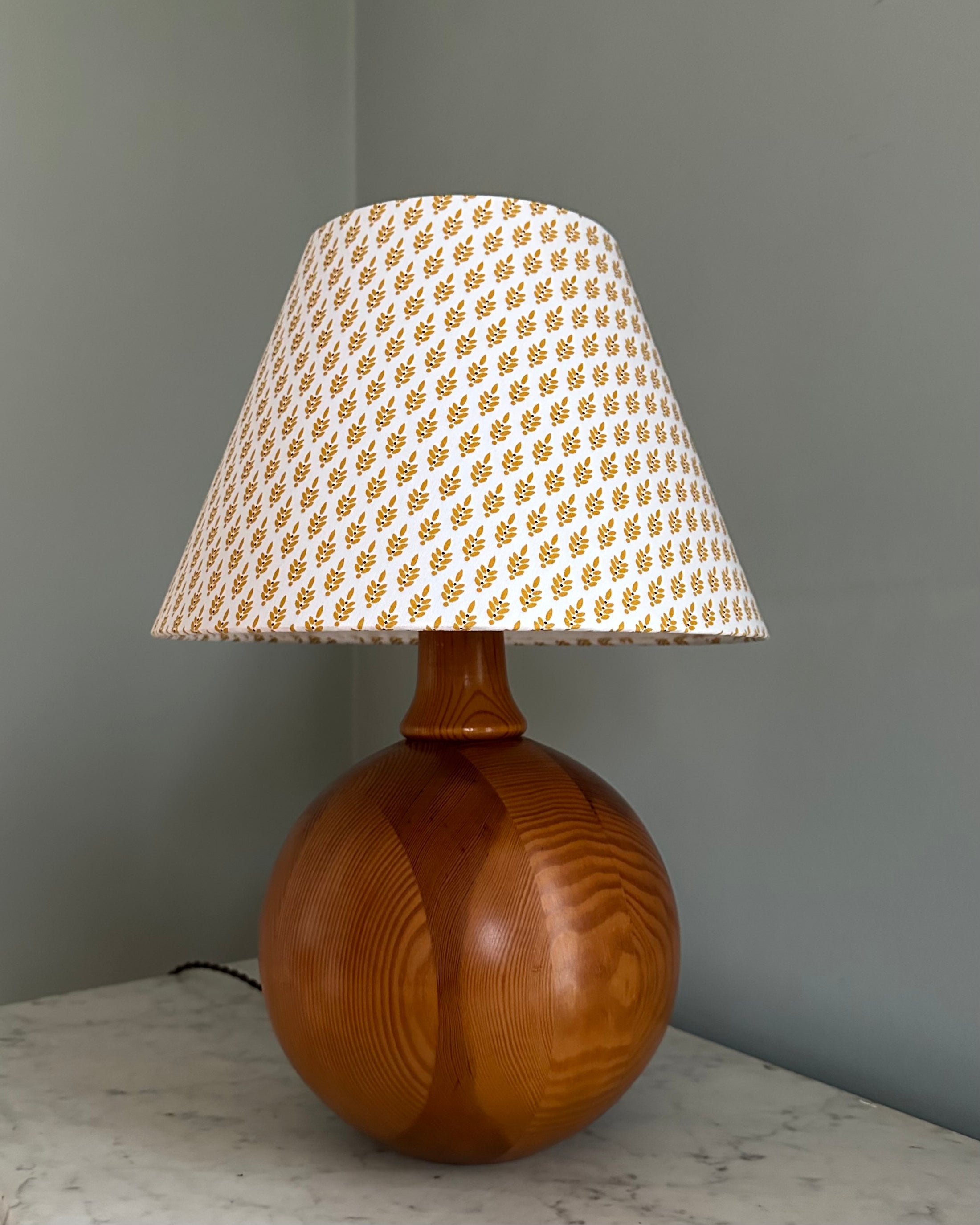 Large Wooden Table Lamp with Shade