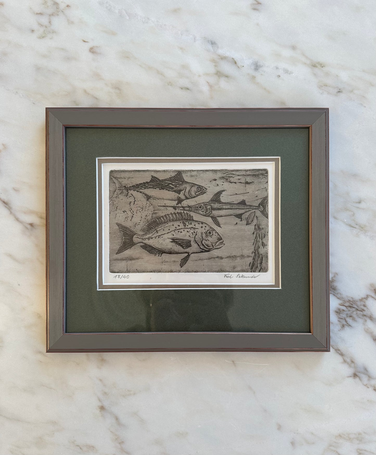 Framed Fish Lithograph