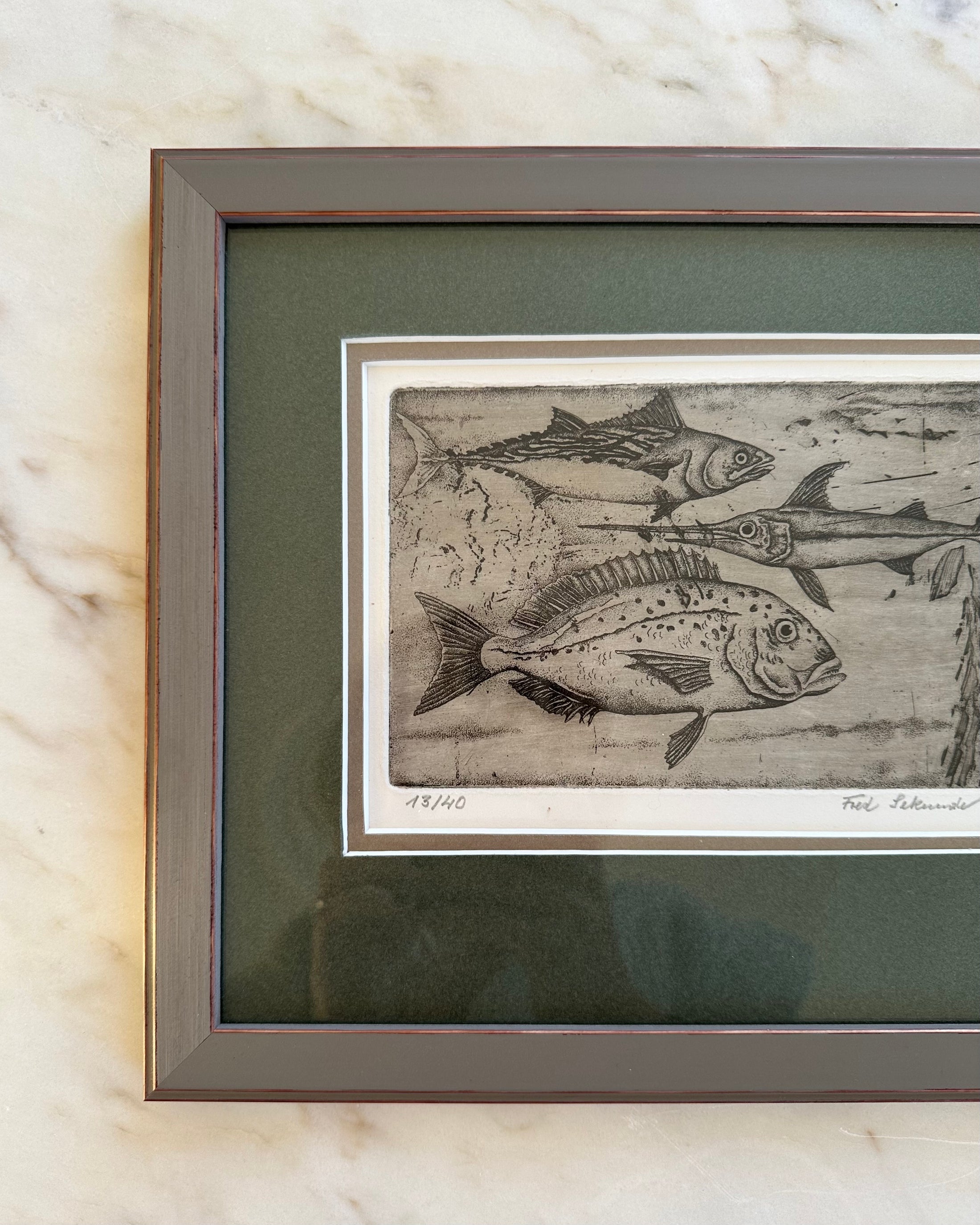 Framed Fish Lithograph