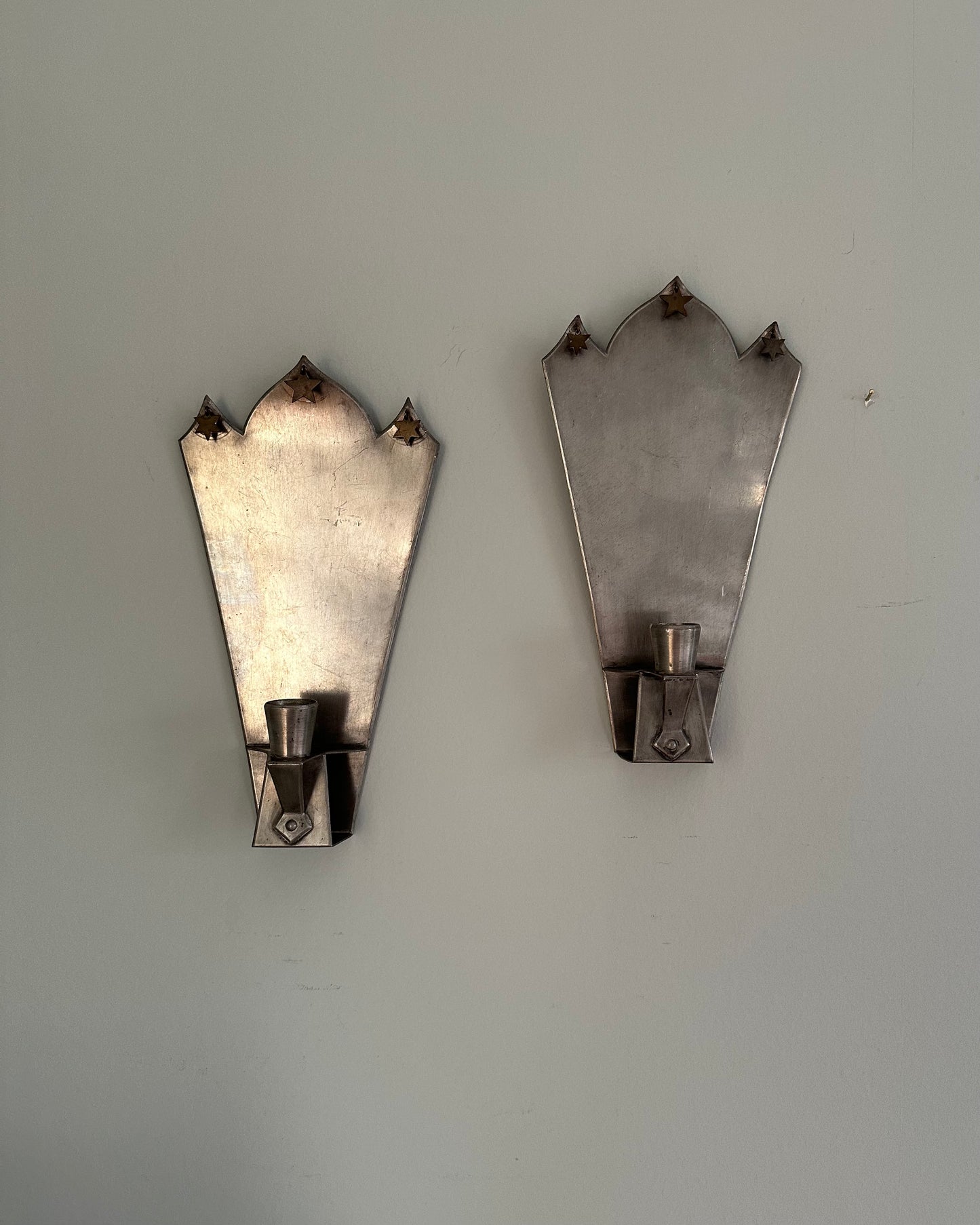 Pair of Pewter Wall Sconces
