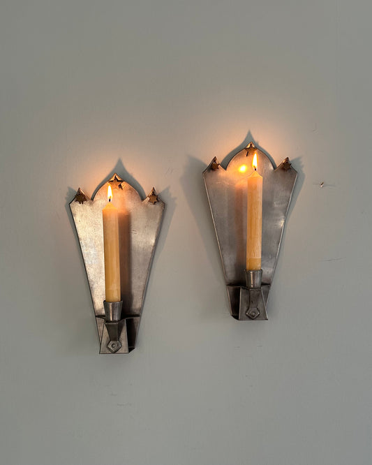 Pair of Pewter Wall Sconces