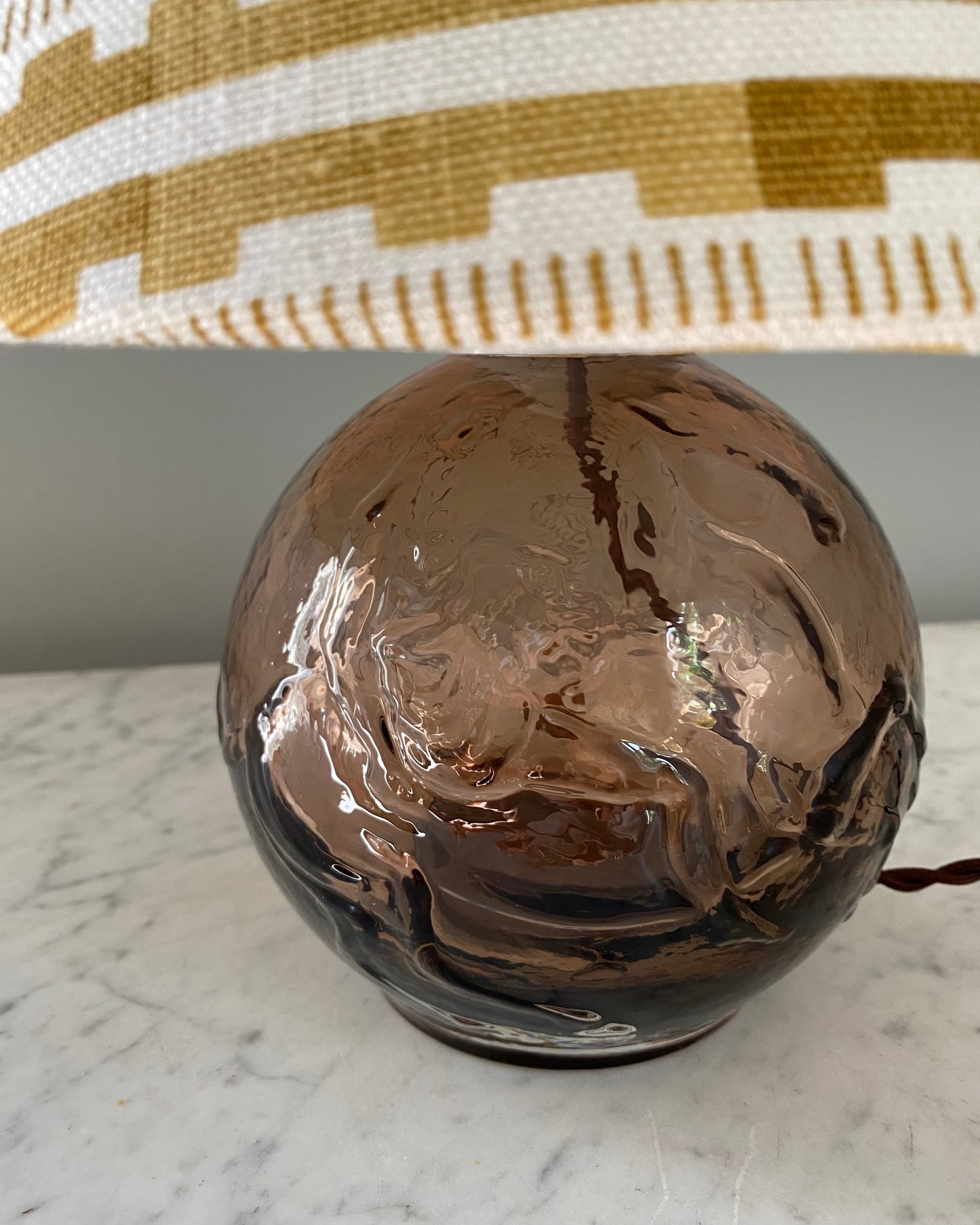 Brown glass table lamp with shade from Cathy Nordström