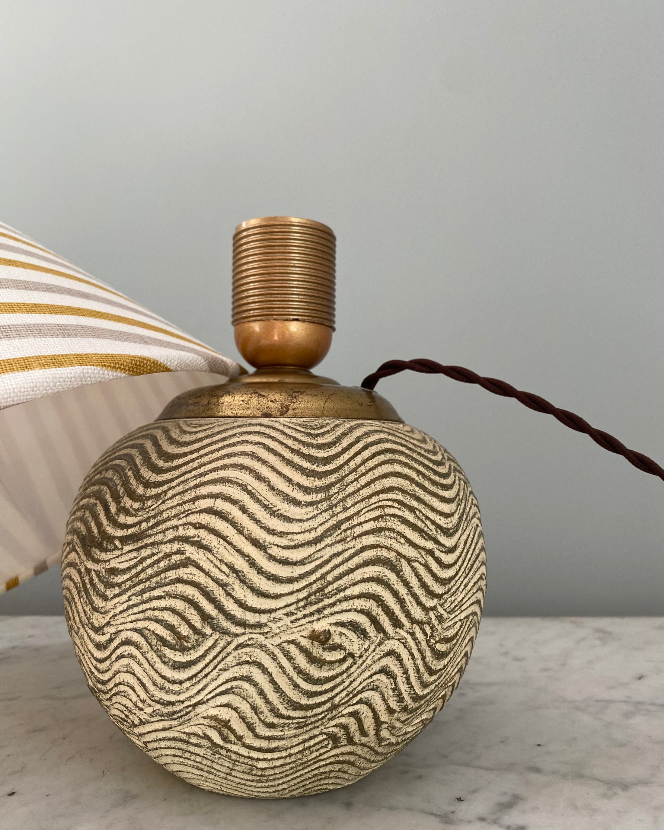 Vintage Table Lamp with Checked Shade