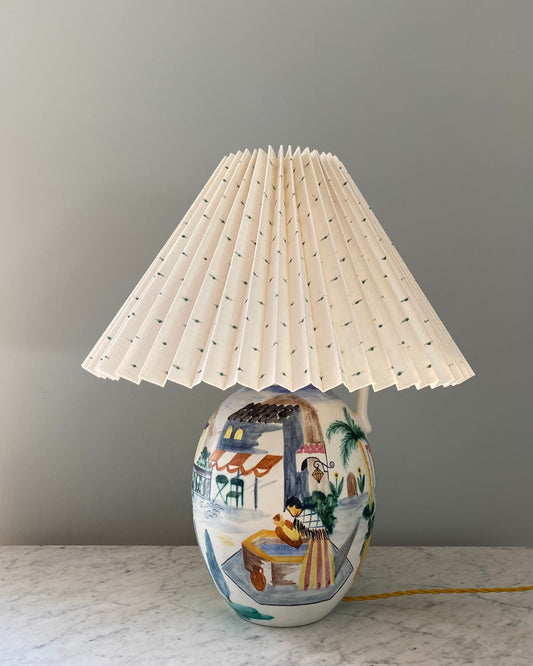 Large Rörstrand Table Lamp with Shade from Helene Blanche