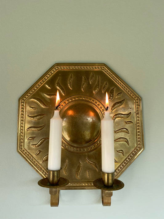 Two-armed vintage brass wall sconce