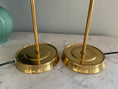 Load image into Gallery viewer, Pair of vintage brass table lamps with shade
