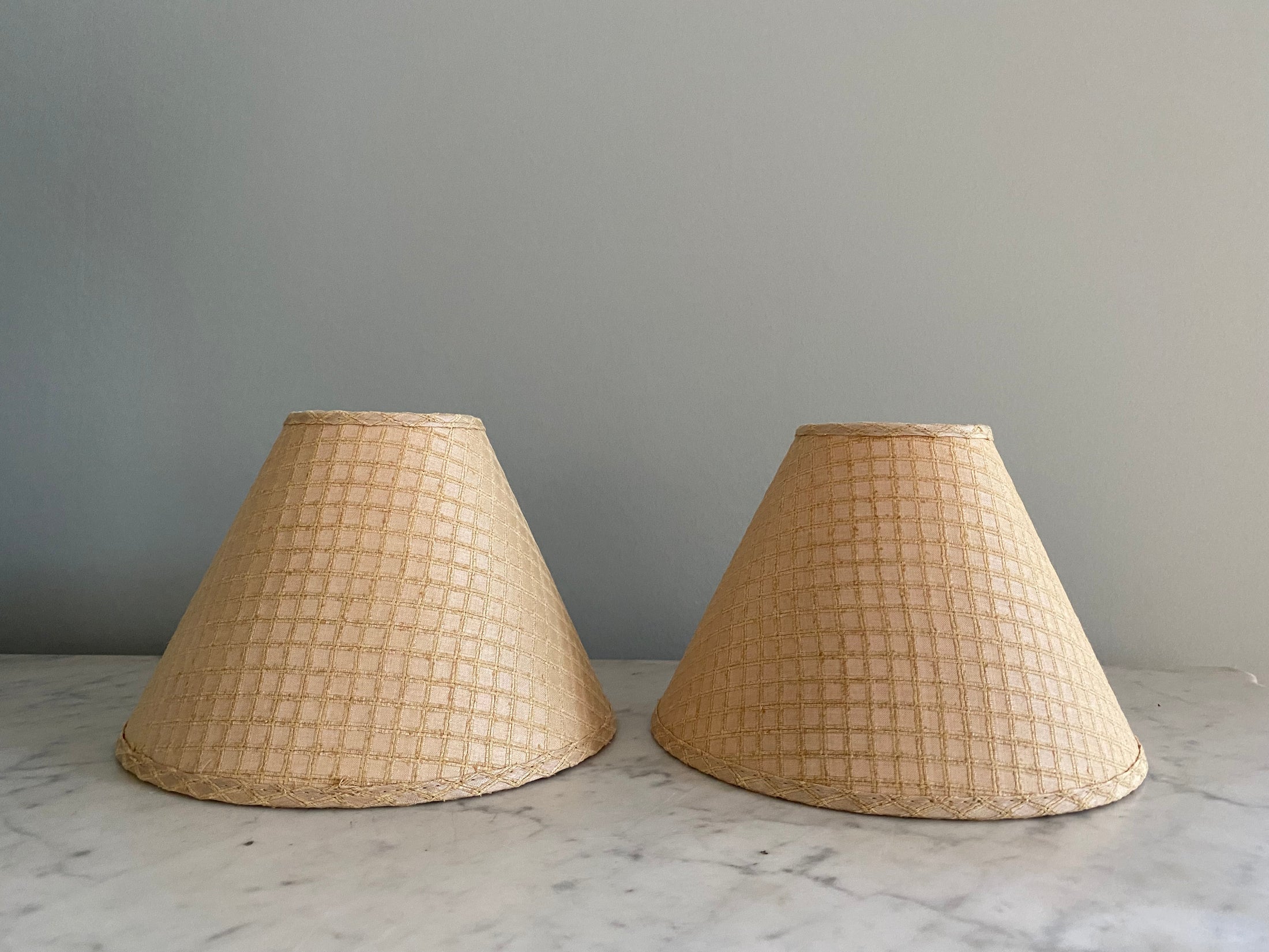 Pair of vintage brass table lamps with shade