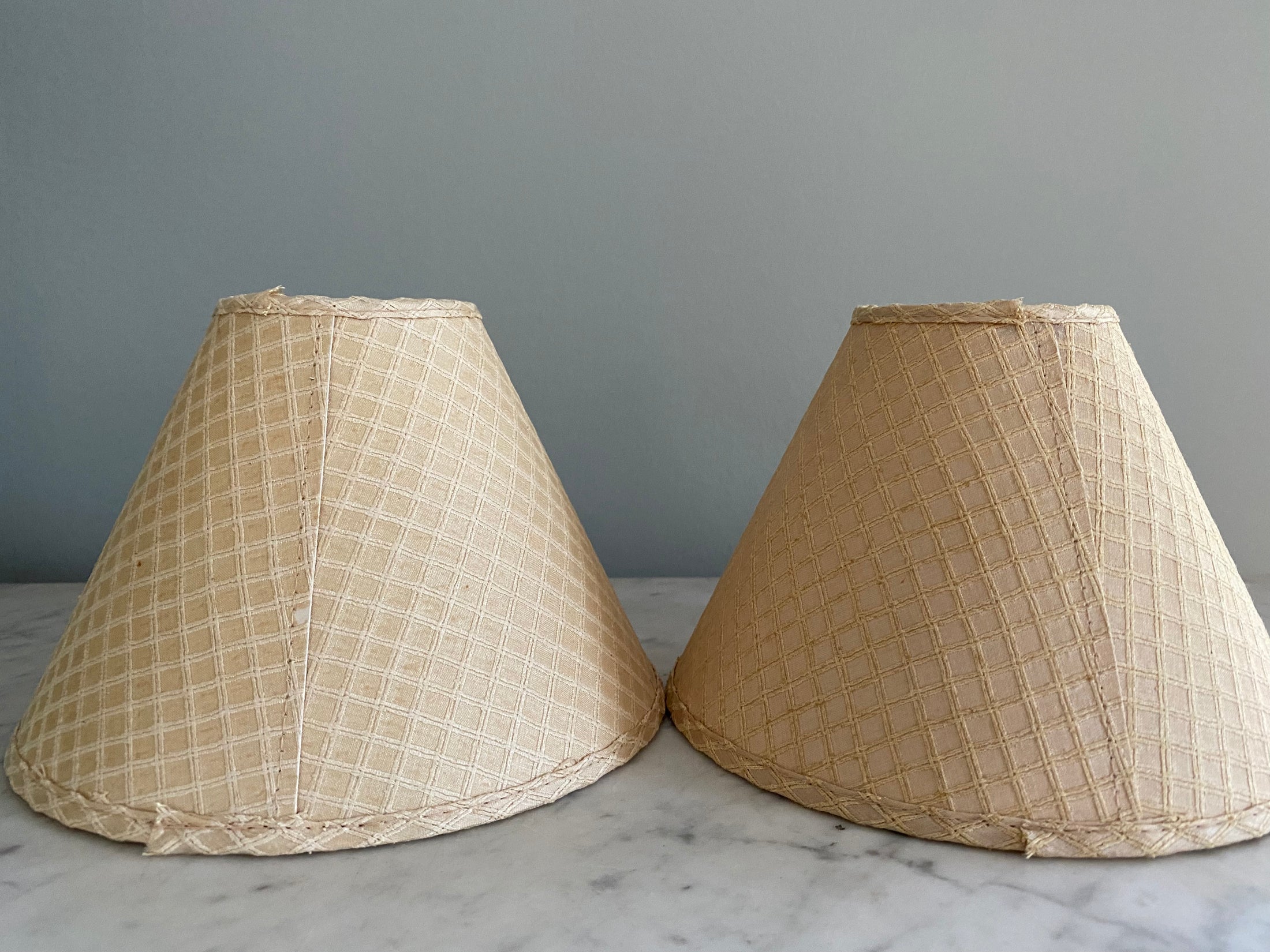 Pair of vintage brass table lamps with shade