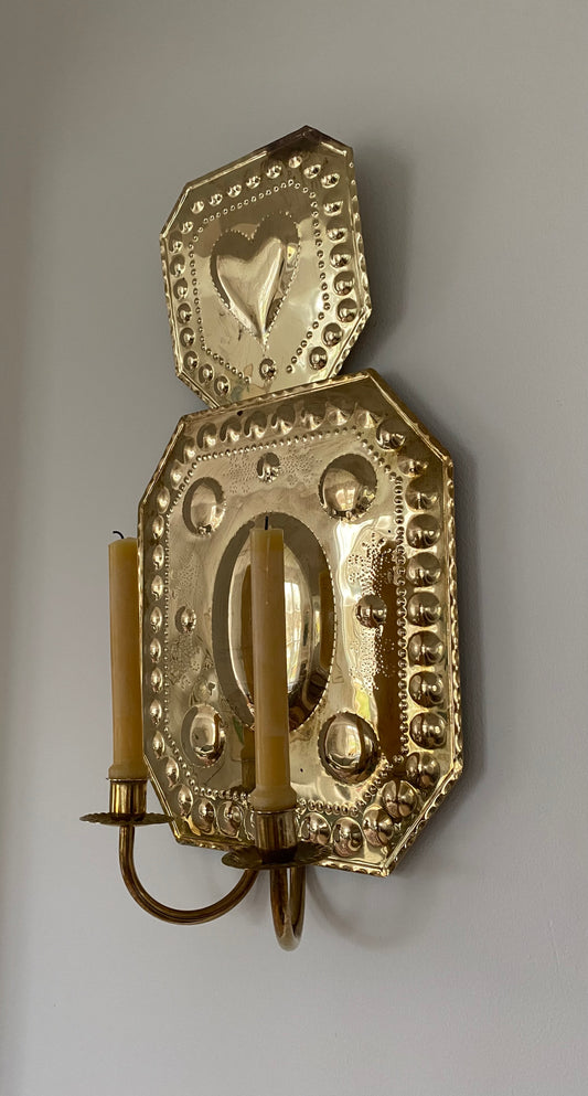 Large brass wall sconce