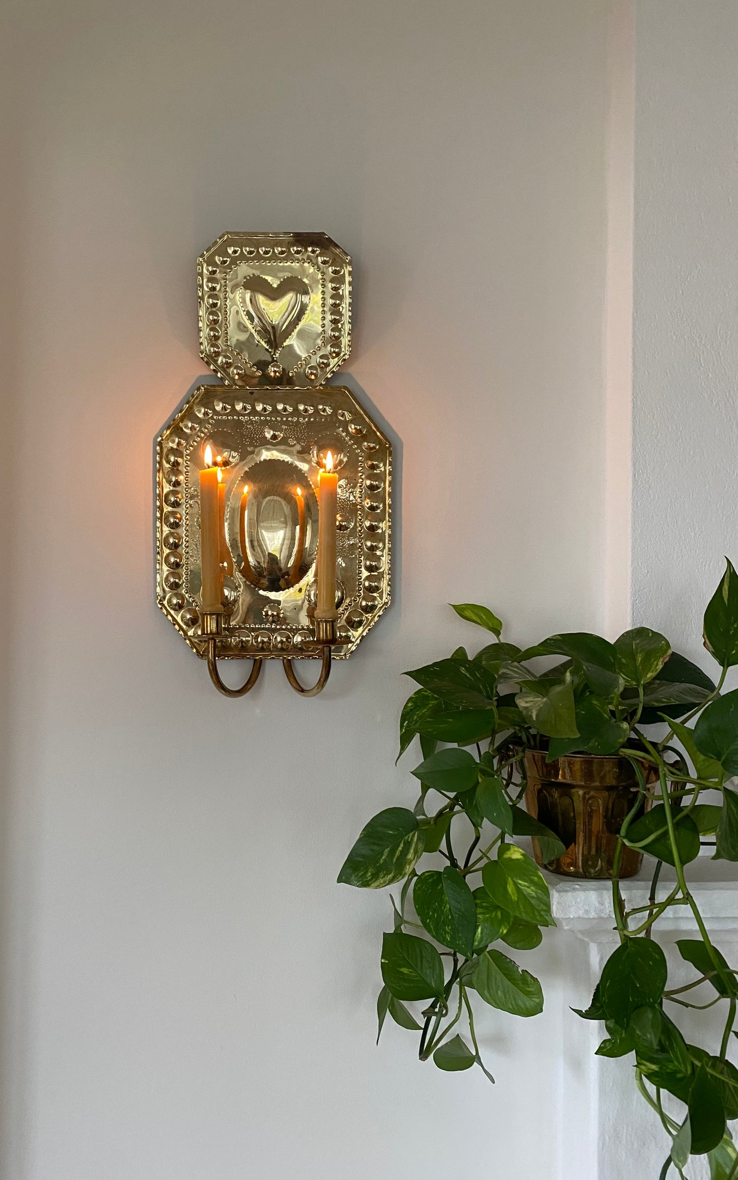 Large brass wall sconce