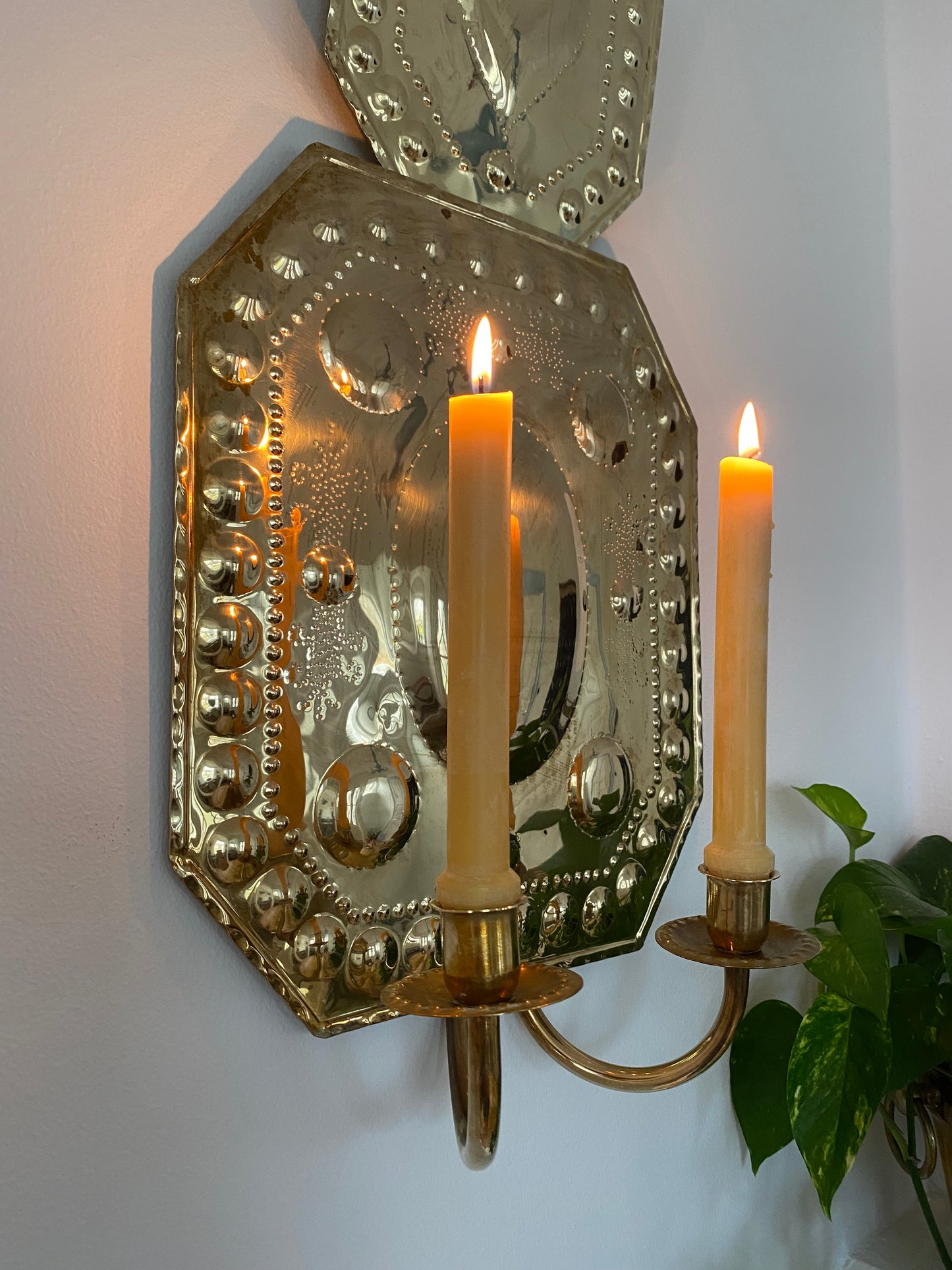 Large brass wall sconce