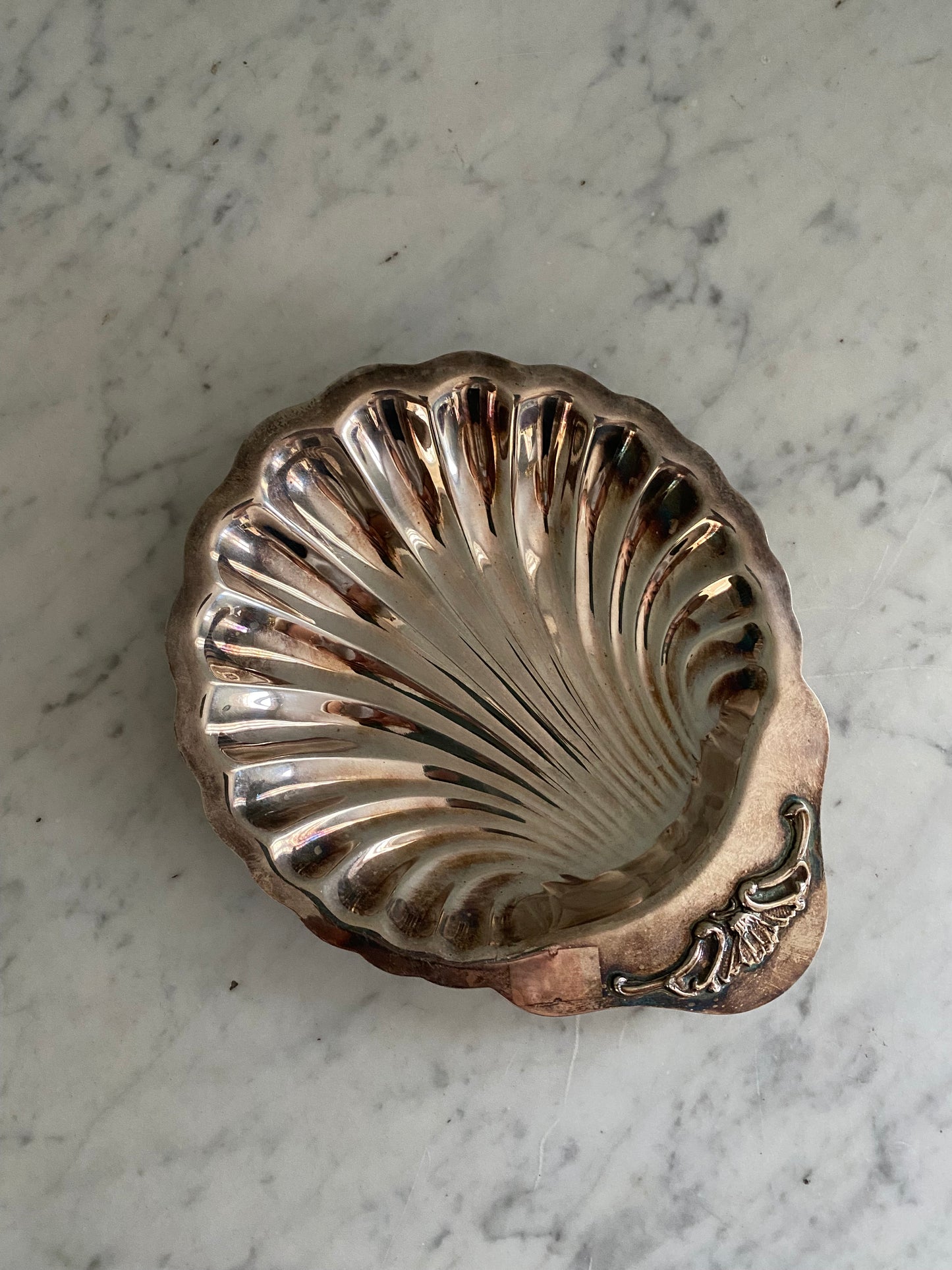 Large Vintage Silver Plated Shell