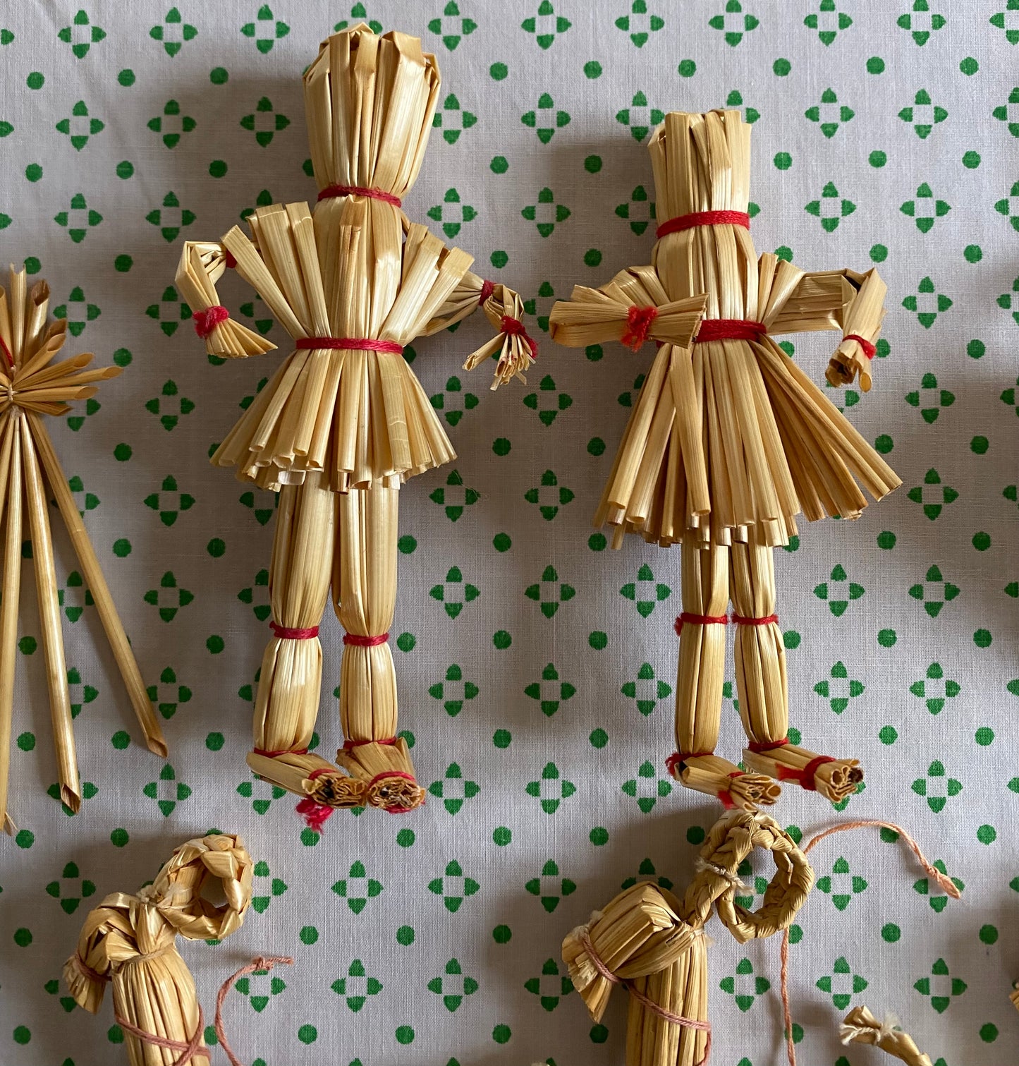 A large set of Swedish Christmas straw decorations