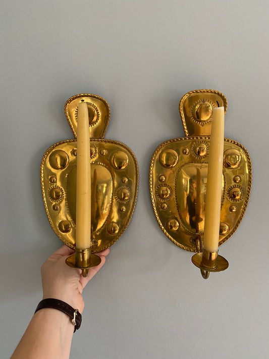 Pair of brass wall sconces