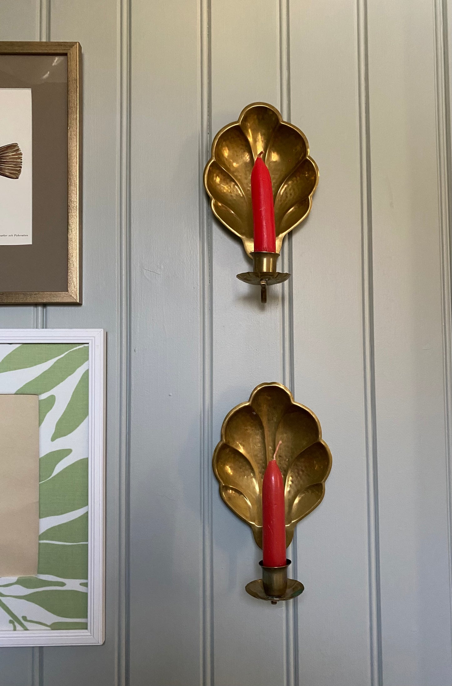 Pair of brass wall sconces