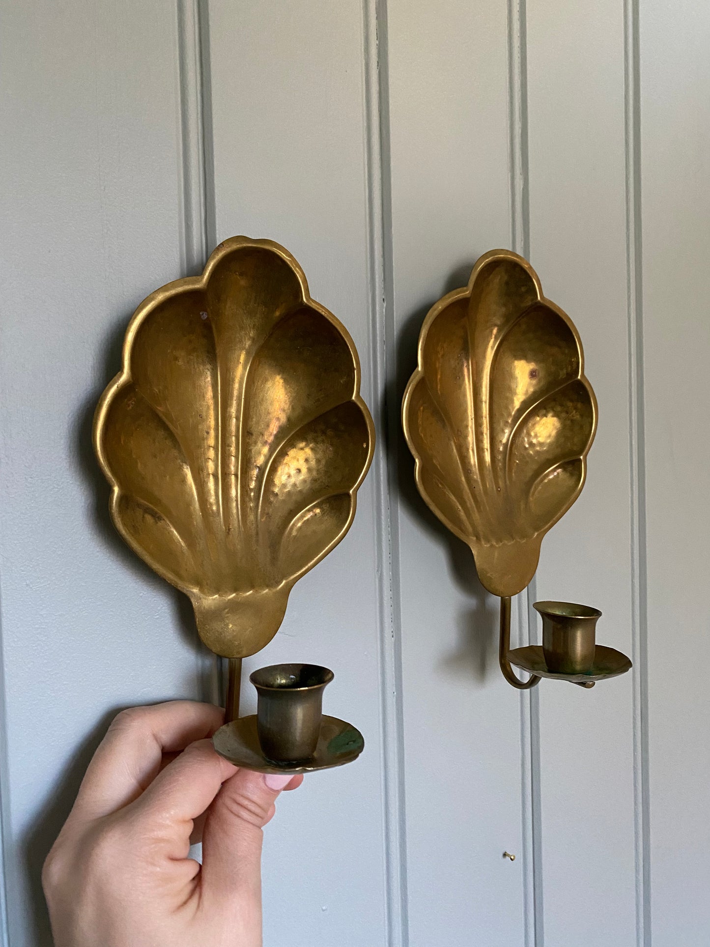 Pair of brass wall sconces