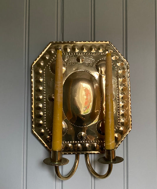 Large Brass Wall Sconce, Early 20th Century
