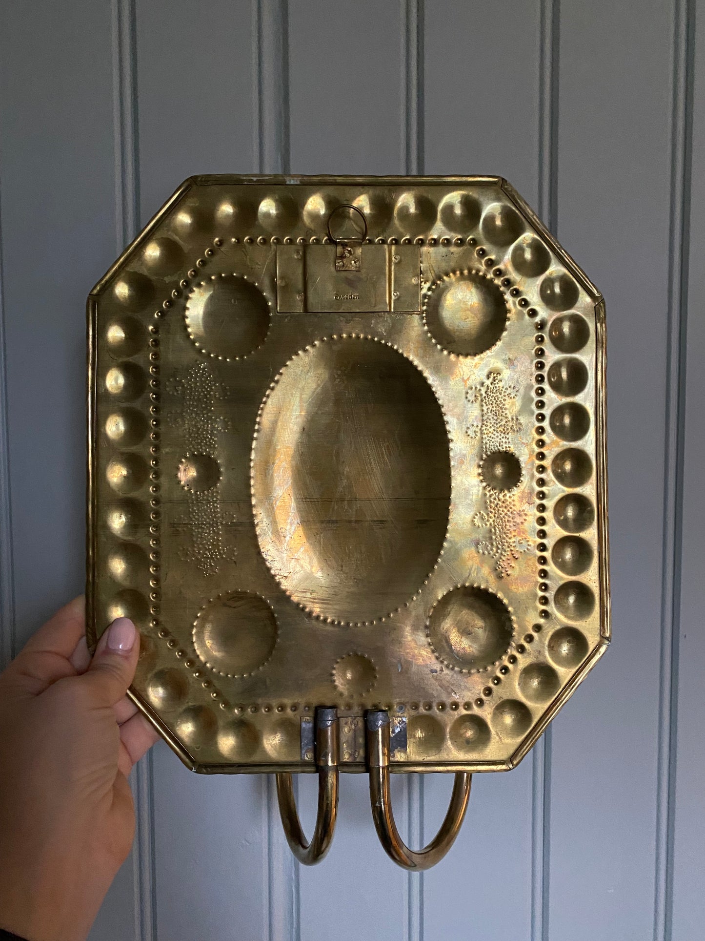 Large Brass Wall Sconce, Early 20th Century