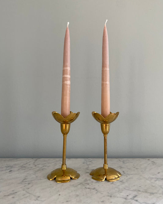 Pair of brass candleholders
