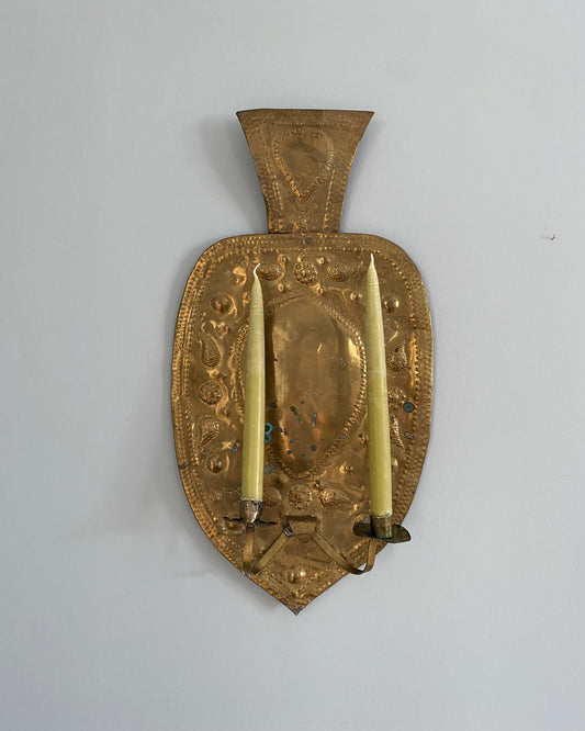 Pair of 19th century double armed brass wall sconces