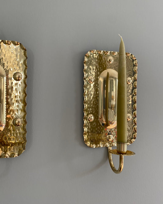 Pair of brass wall sconces