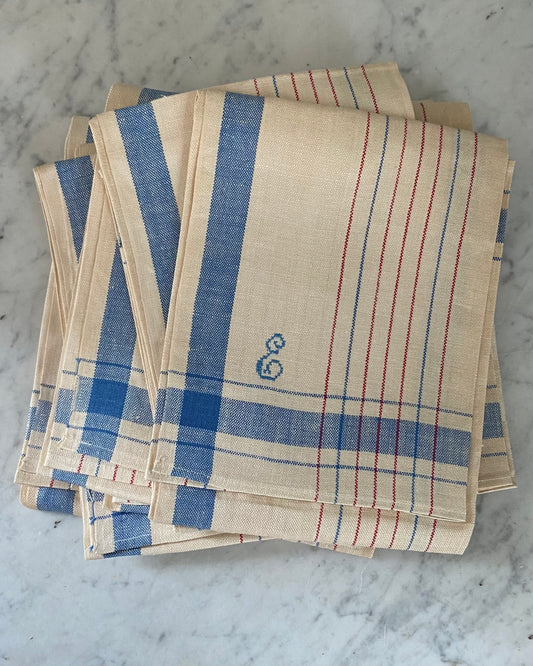 Set of ten vintage tea towels